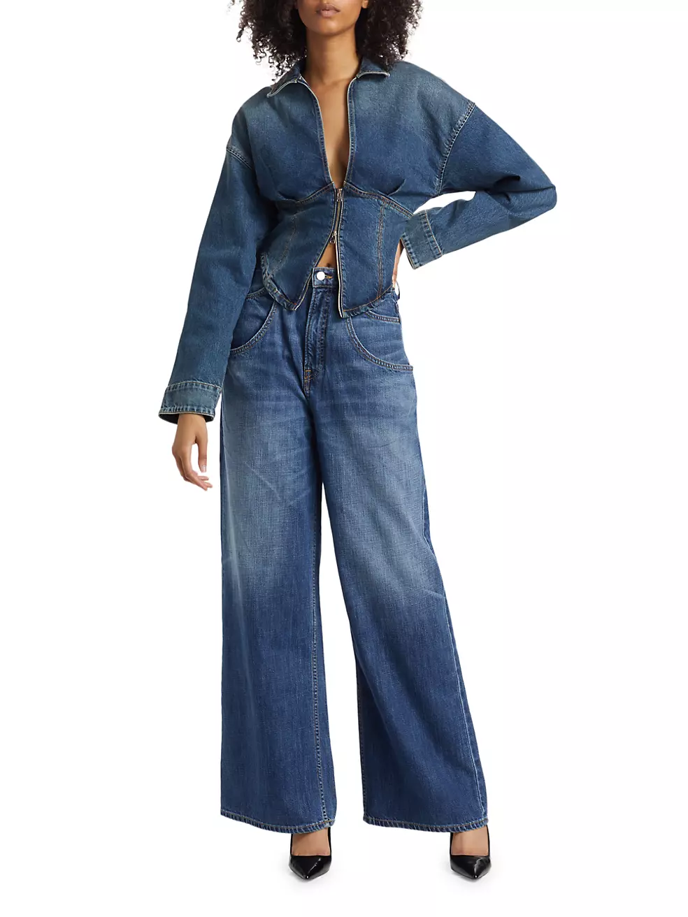Tasca Mid-Rise Baggy Wide-Leg Jeans
