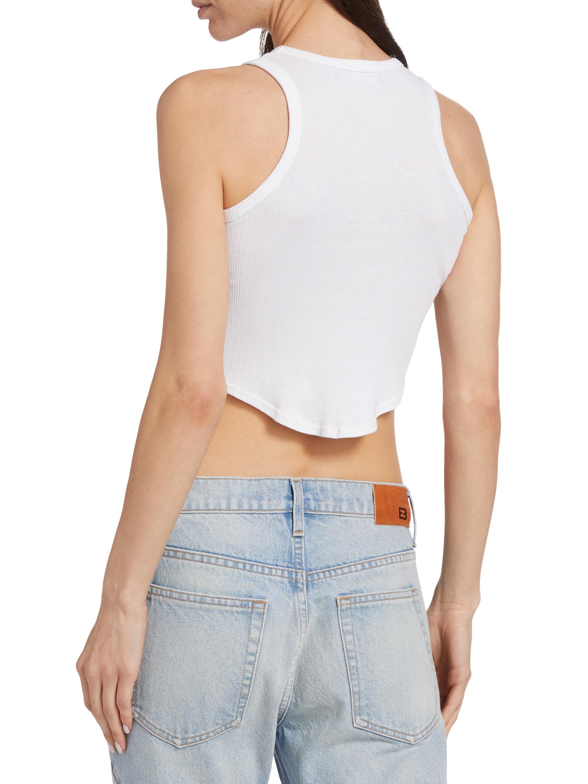 EB Denim Women's Curve Rib-Knit Tank Top - White | Thumbnail 5