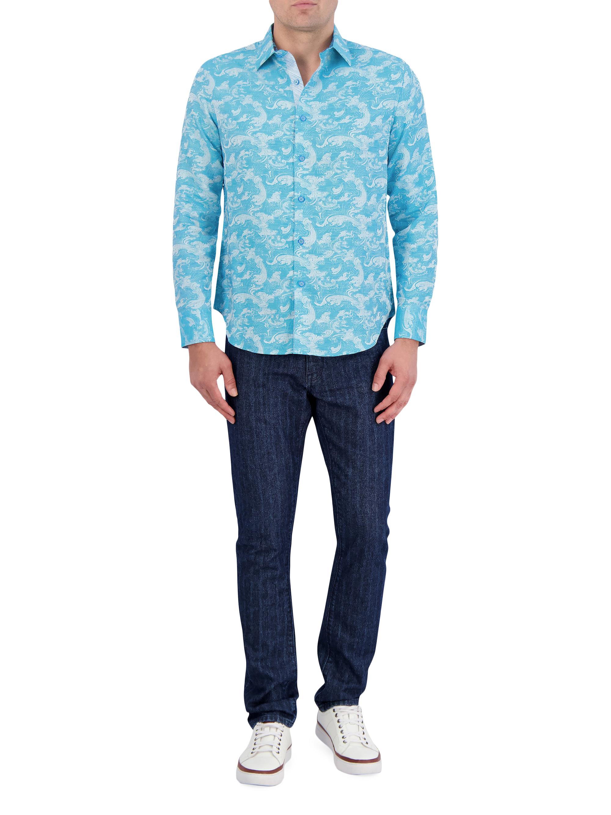 Robert Graham Poseidon Jacquard Linen Cotton-Blend Shirt