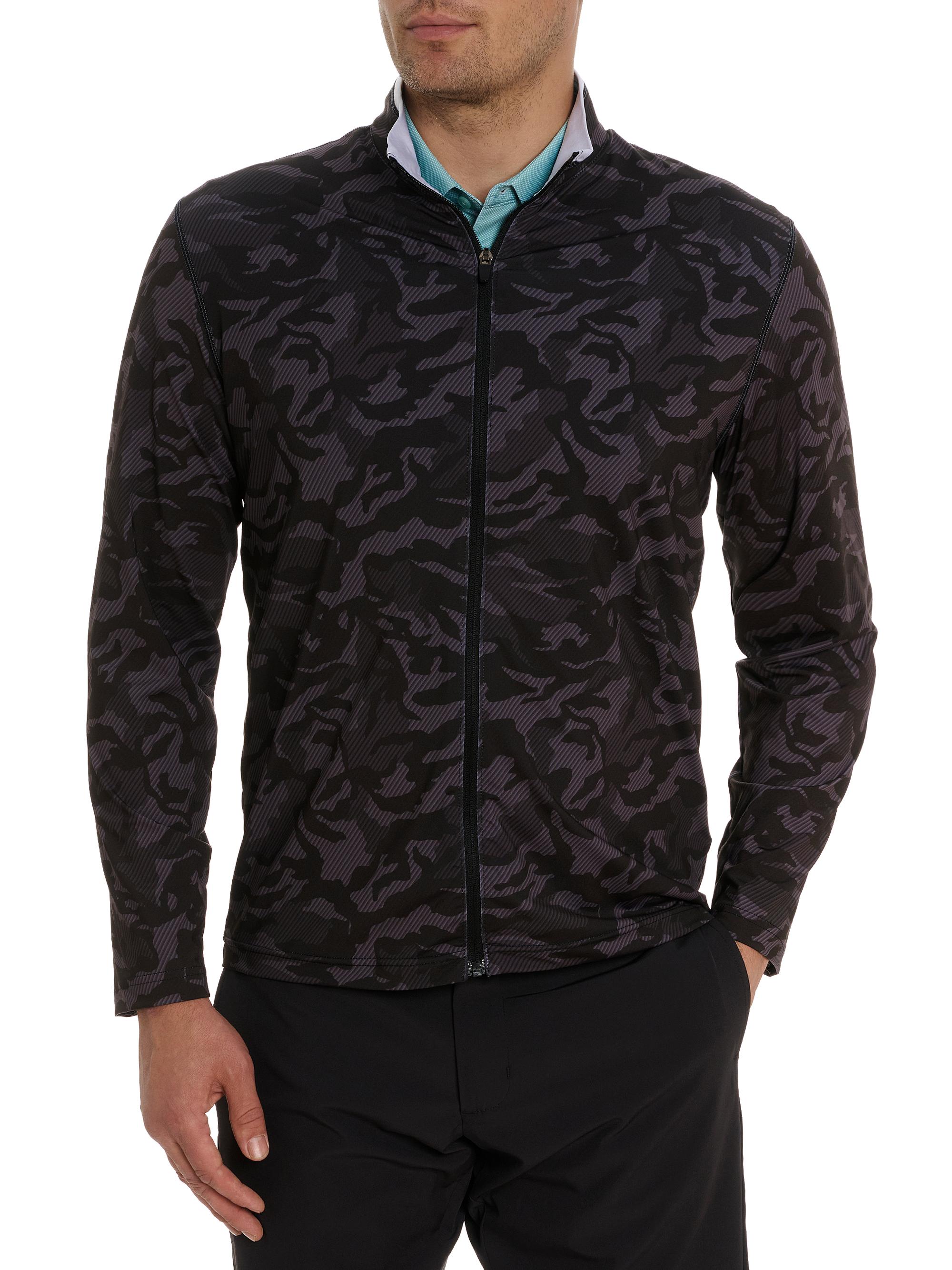 Robert Graham Men's Faro Camo Knit Performance Zip Jacket - Black