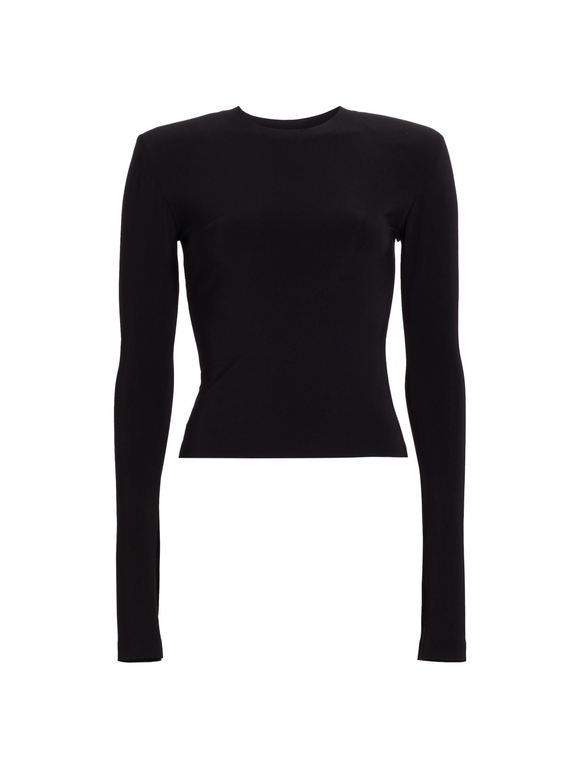 NORMA KAMALI ショルダーパッド　肩パッド　長袖　トップス　ブラック Norma Kamali Women's Shoulder Pad Long Sleeve Crew Top, Black, XXS
