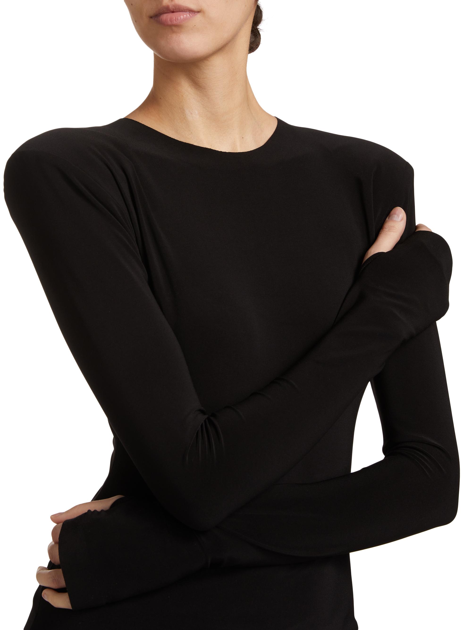 Norma Kamali Shoulder-Pad Crewneck Top | Saks Fifth Avenue