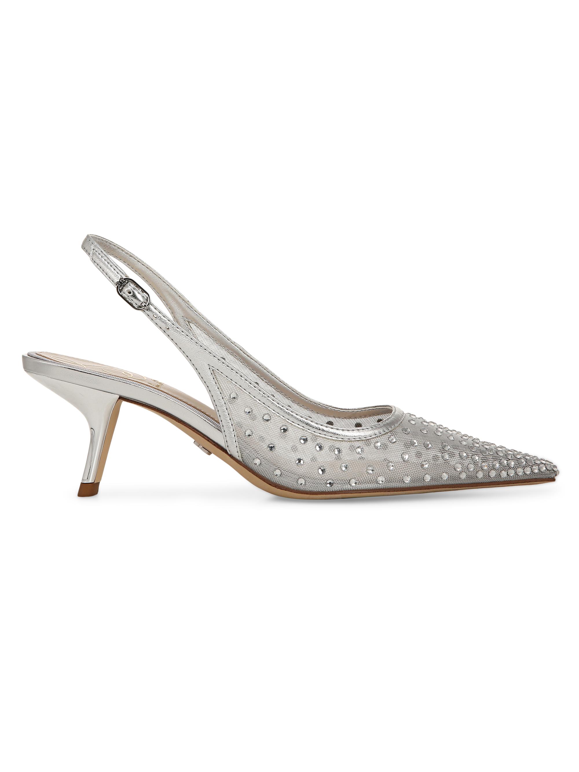 Sam Edelman Women's Bianka 60MM Mesh Diamante Pumps - Soft Silver