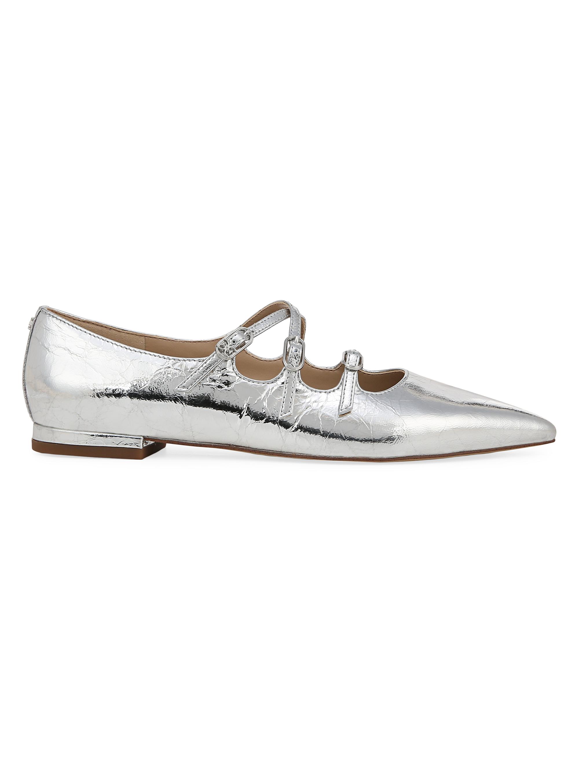 Sam Edelman Women's Cass Metallic Leather Flats - Soft Silver