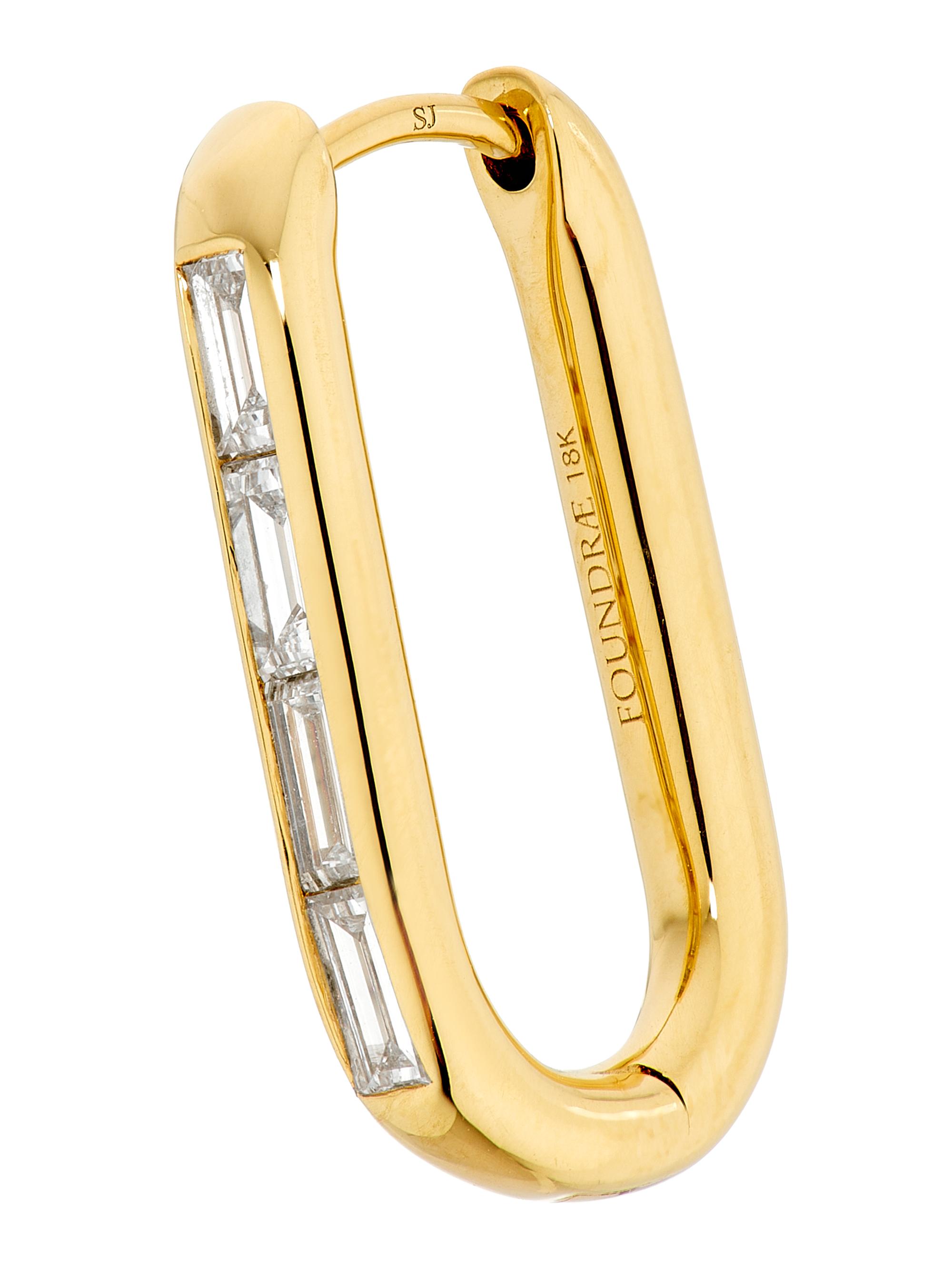 FOUNDRAE 18K ダイヤモンド シングルピアス Foundrae 18K Yellow Gold & 0.30 TCW Diamond Single Oval Link
