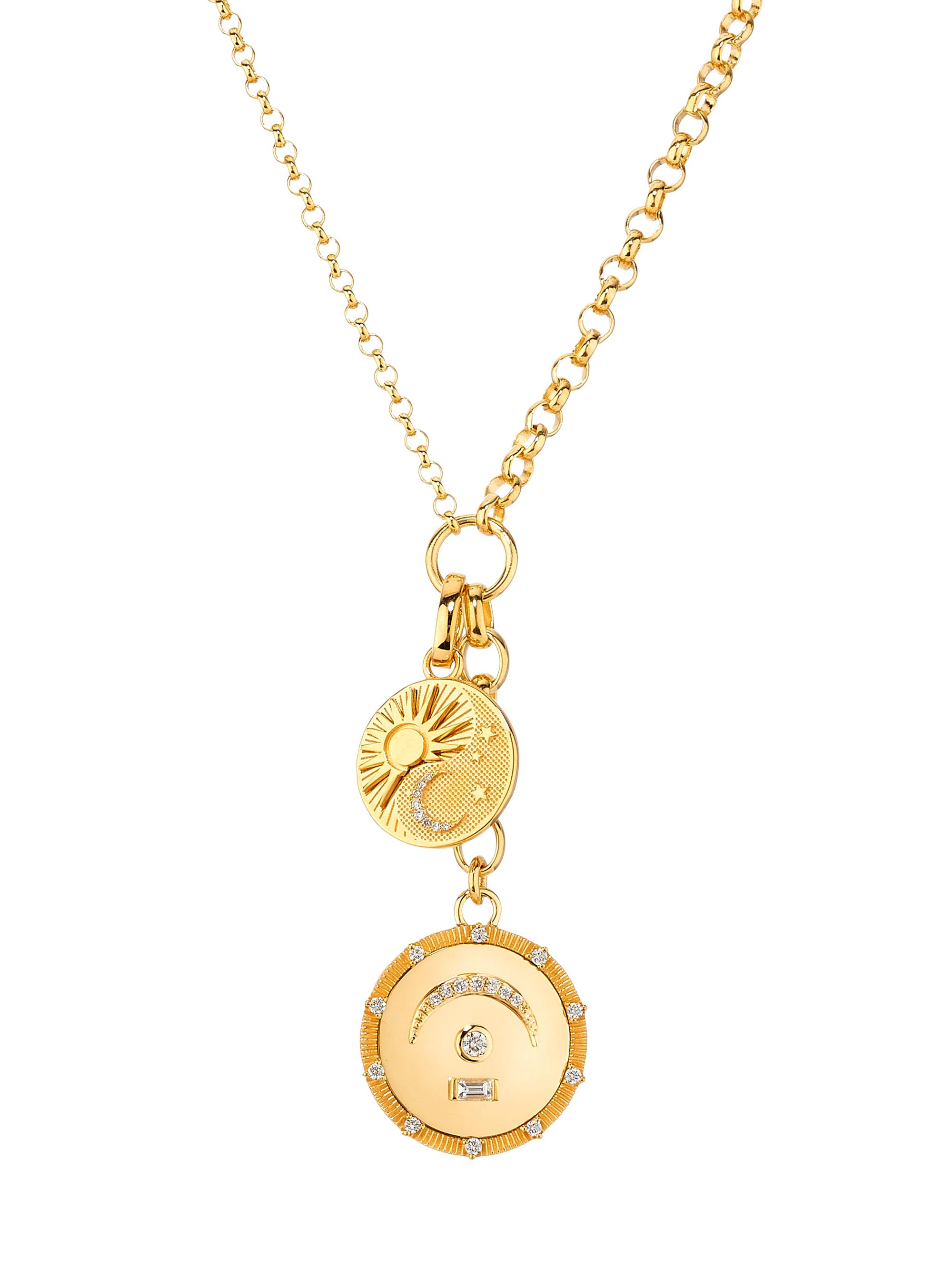 Foundrae Women's Internal Compass Balance & Pause 18K Yellow Gold & 0.24 TCW Diamond Medallion Necklace - Yellow Gold