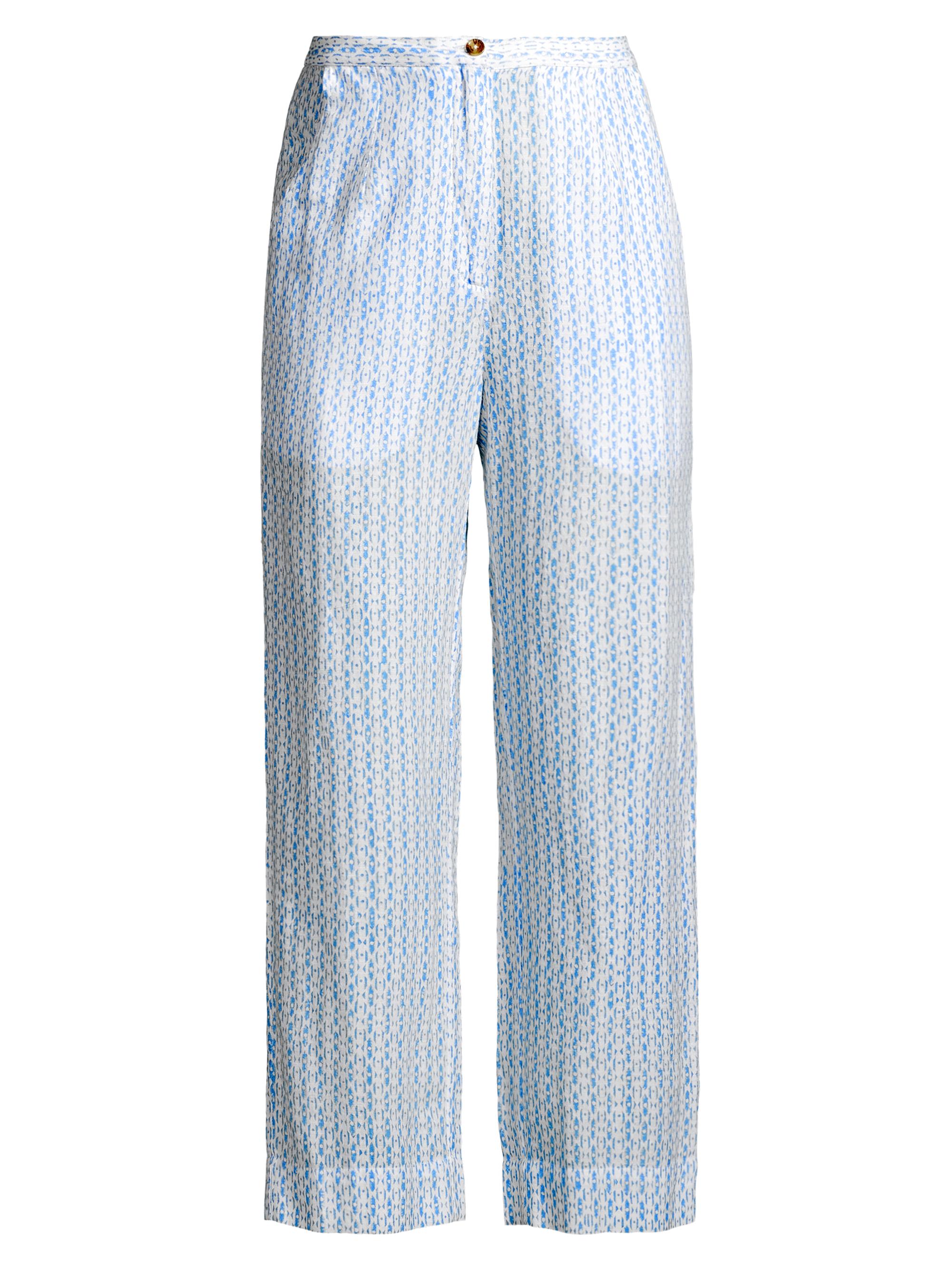 Ciao Lucia Women's Pietro Geometric Cotton-Linen Pants - Blue Multi
