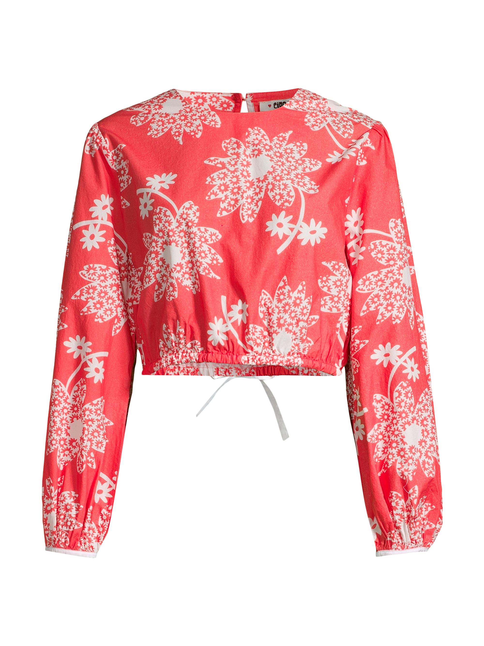 Ciao Lucia Women's Aleka Floral Long-Sleeve Crop Top - Red Multi