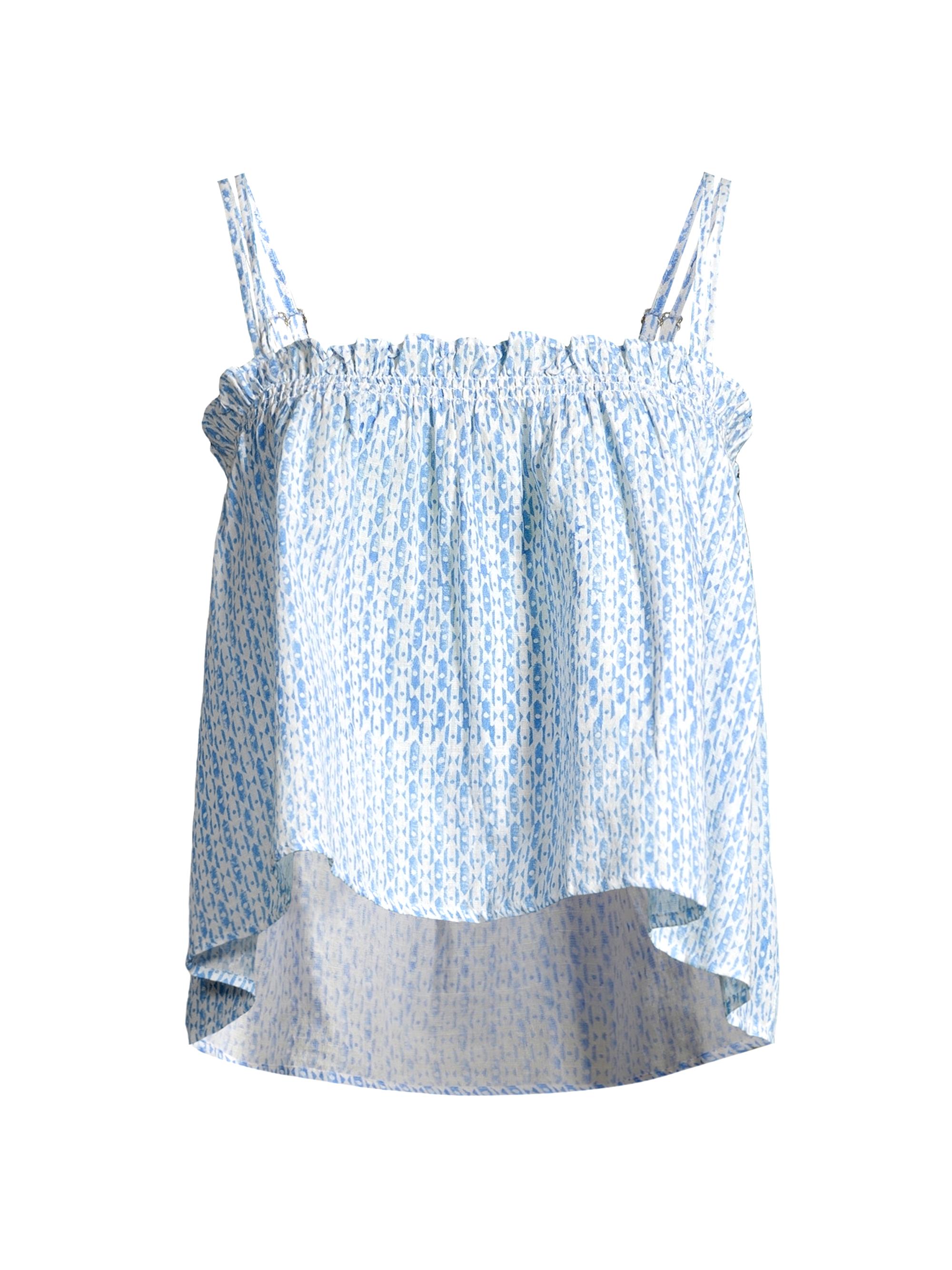 Ciao Lucia Women's Cosetta Geometric Cotton-Linen Top - Blue Multi