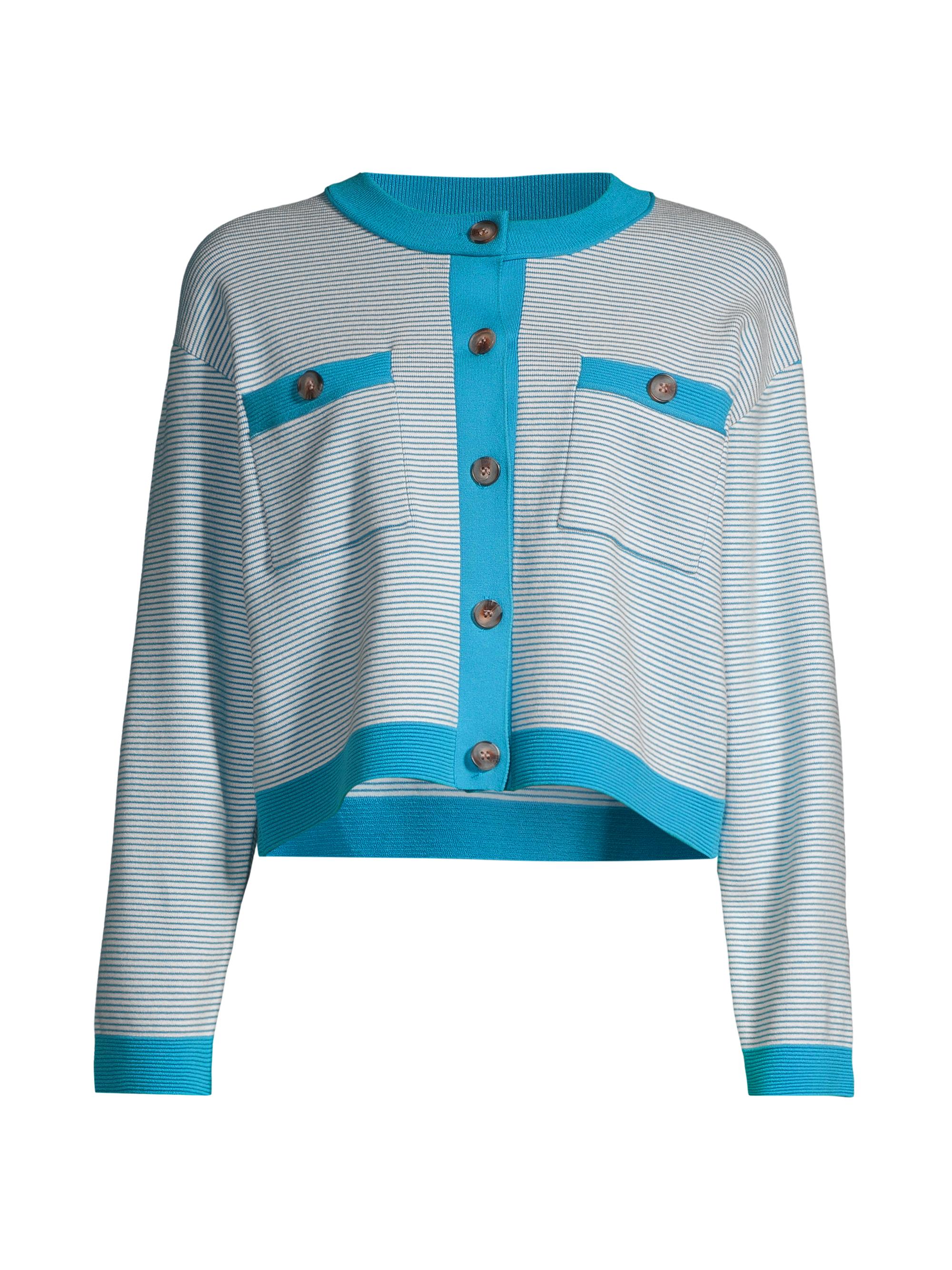 Ciao Lucia Women's Lise Striped Knit Jacket - Blue