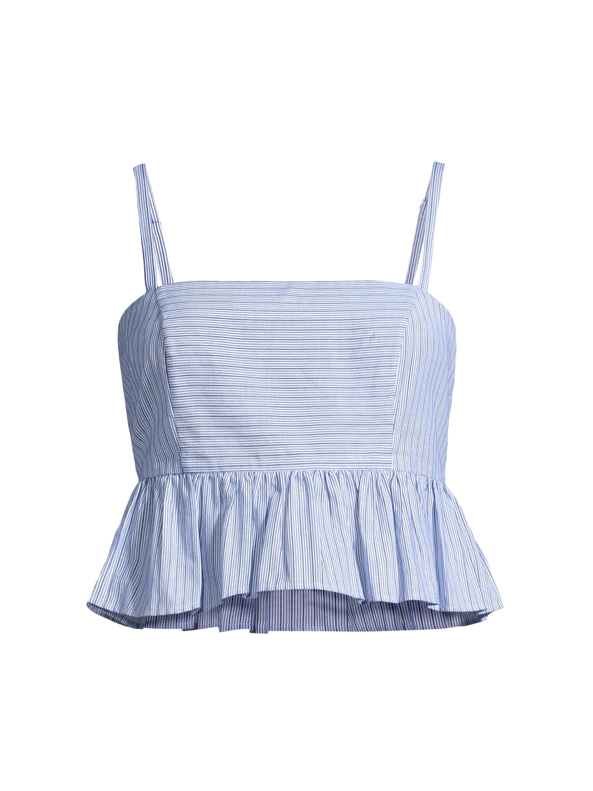 Ciao Lucia Women's Tuva Stipe Cotton Peplum Crop Top - Blue Multi