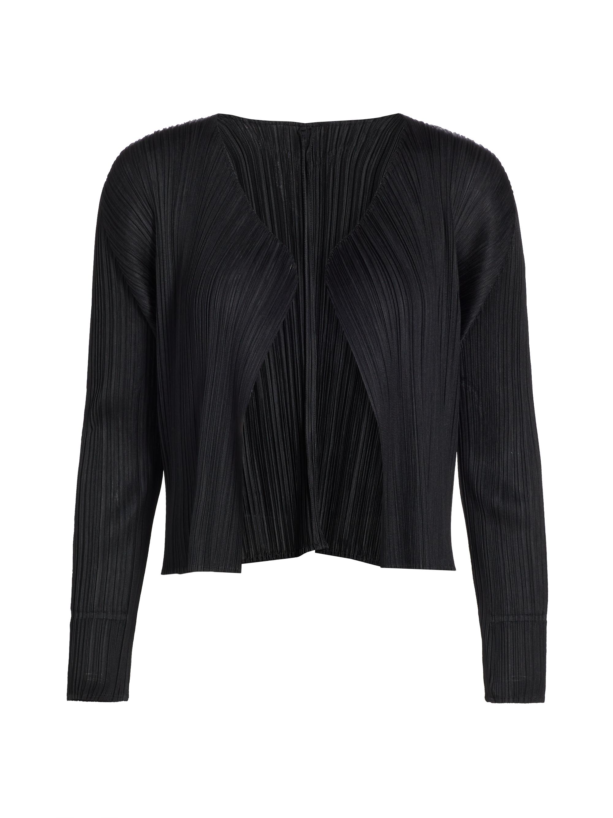 Pleats Please Issey Miyake Women's Basics Open-Front Shawl Cardigan - Black