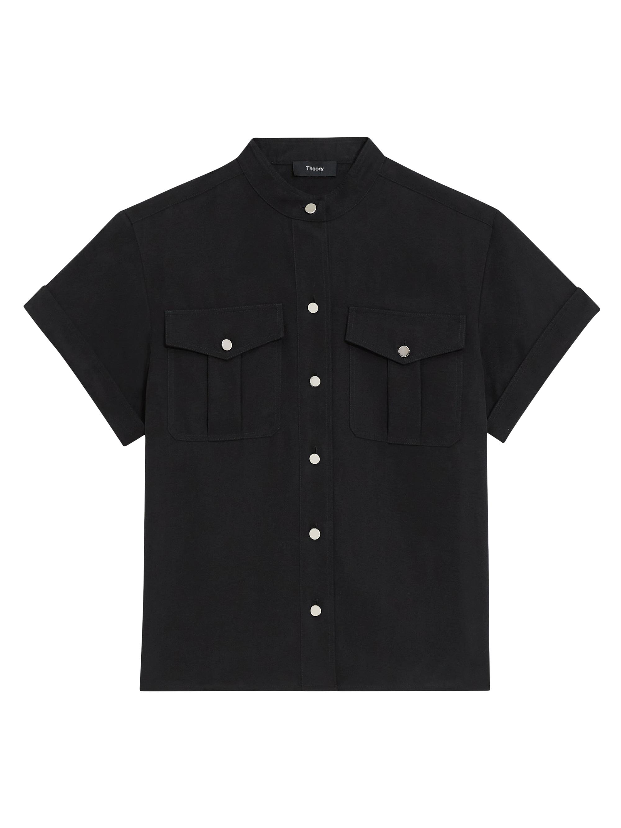 Theory Women's Short-Sleeve Military Shirt - Black