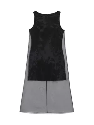 Sleeveless Linen-Blend Organza Dress