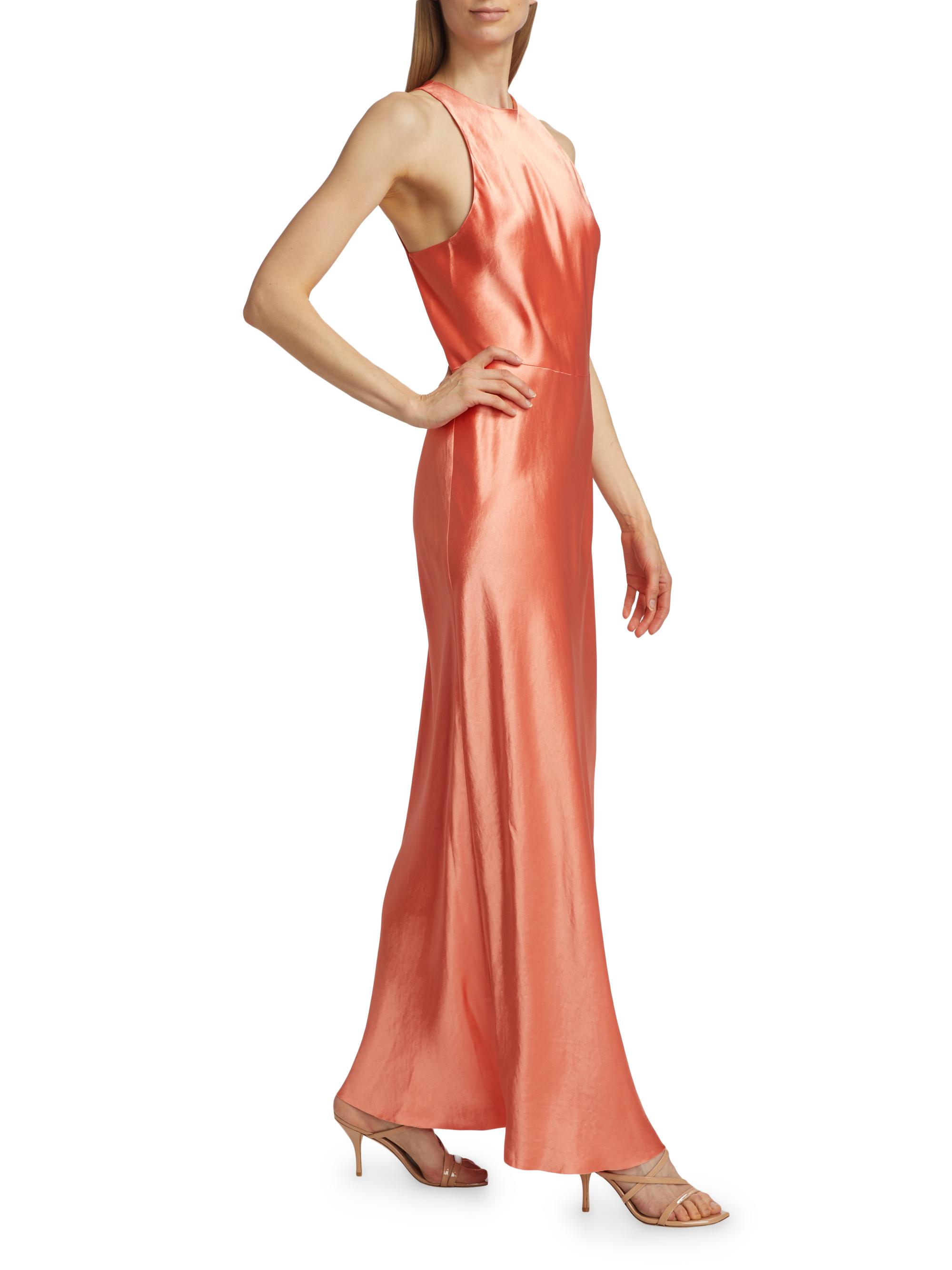 vince satin seamed front dress Seamed Cotton-Blend Square-Neck Dress in Dresses