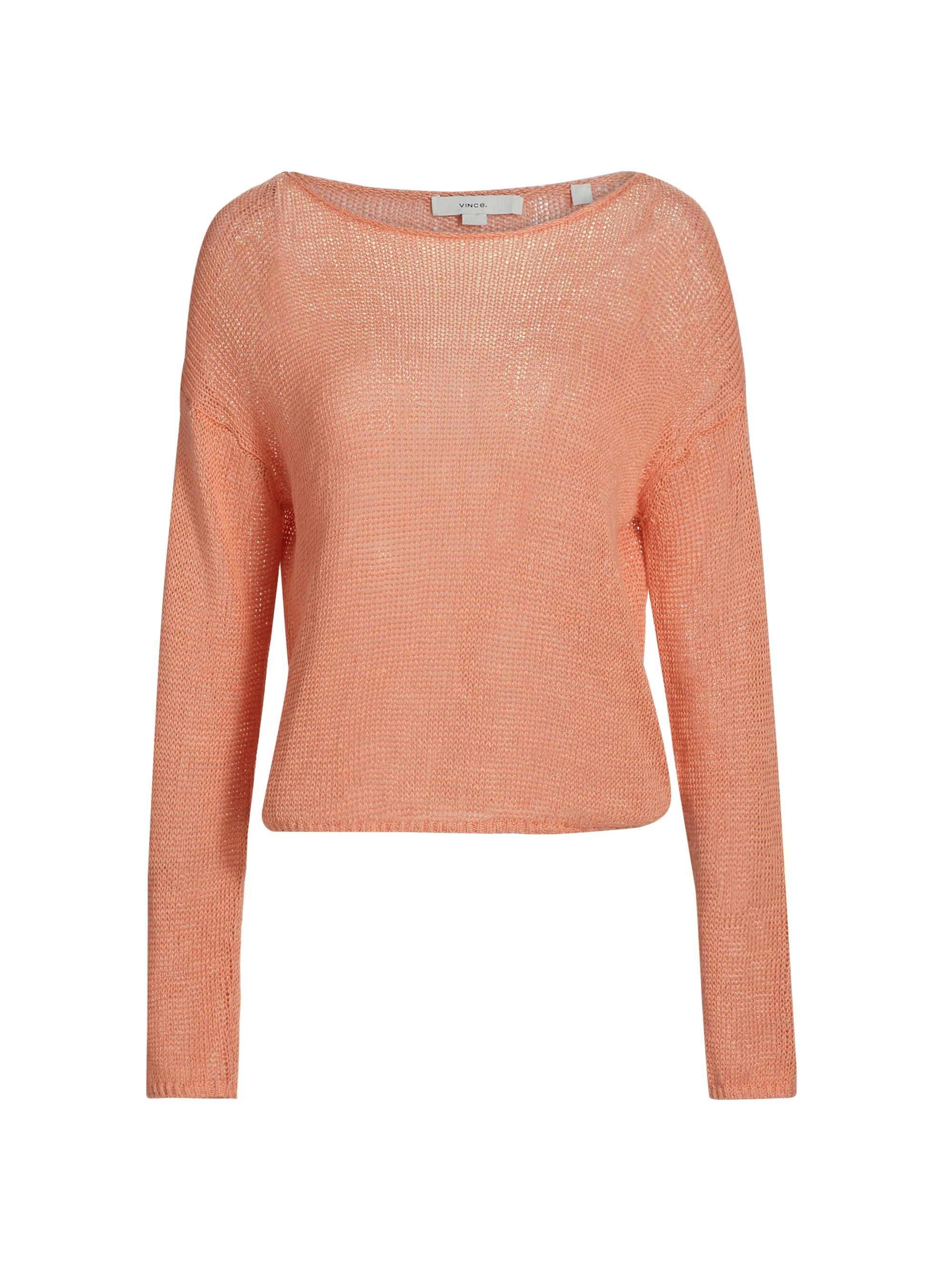 Vince Women's Long-Sleeve Linen Sweater - Coral
