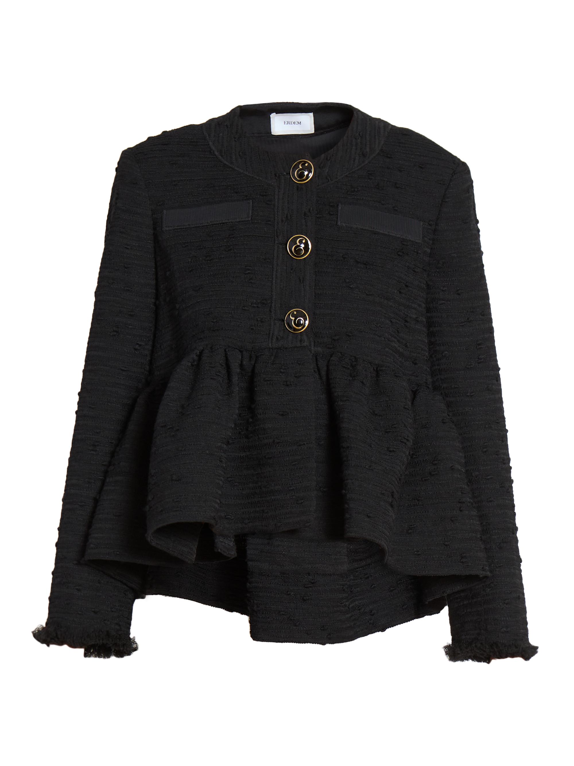Erdem Women's Tweed Crop Peplum Jacket - Black