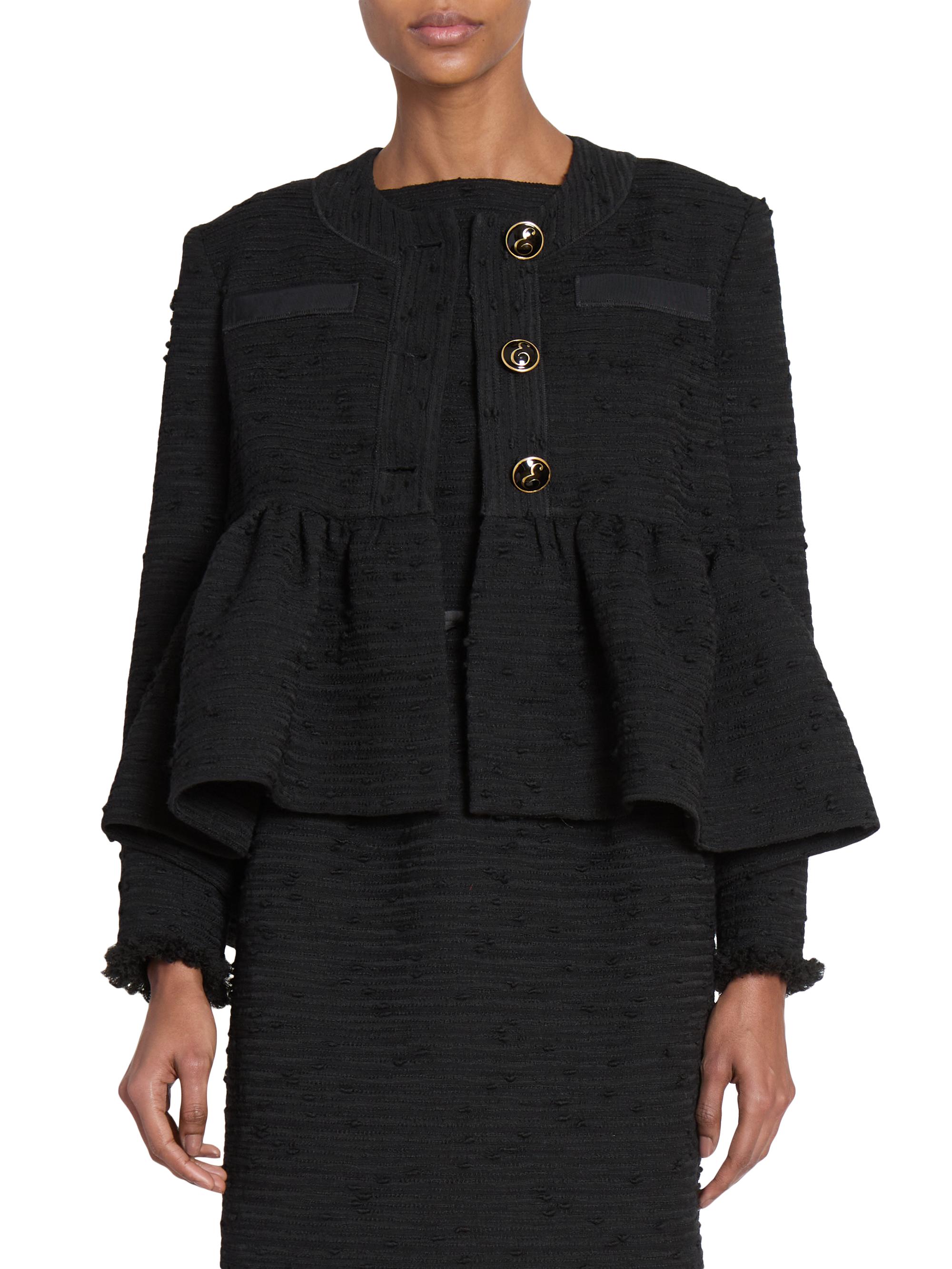 Erdem Tweed Crop Peplum Jacket | Saks Fifth Avenue