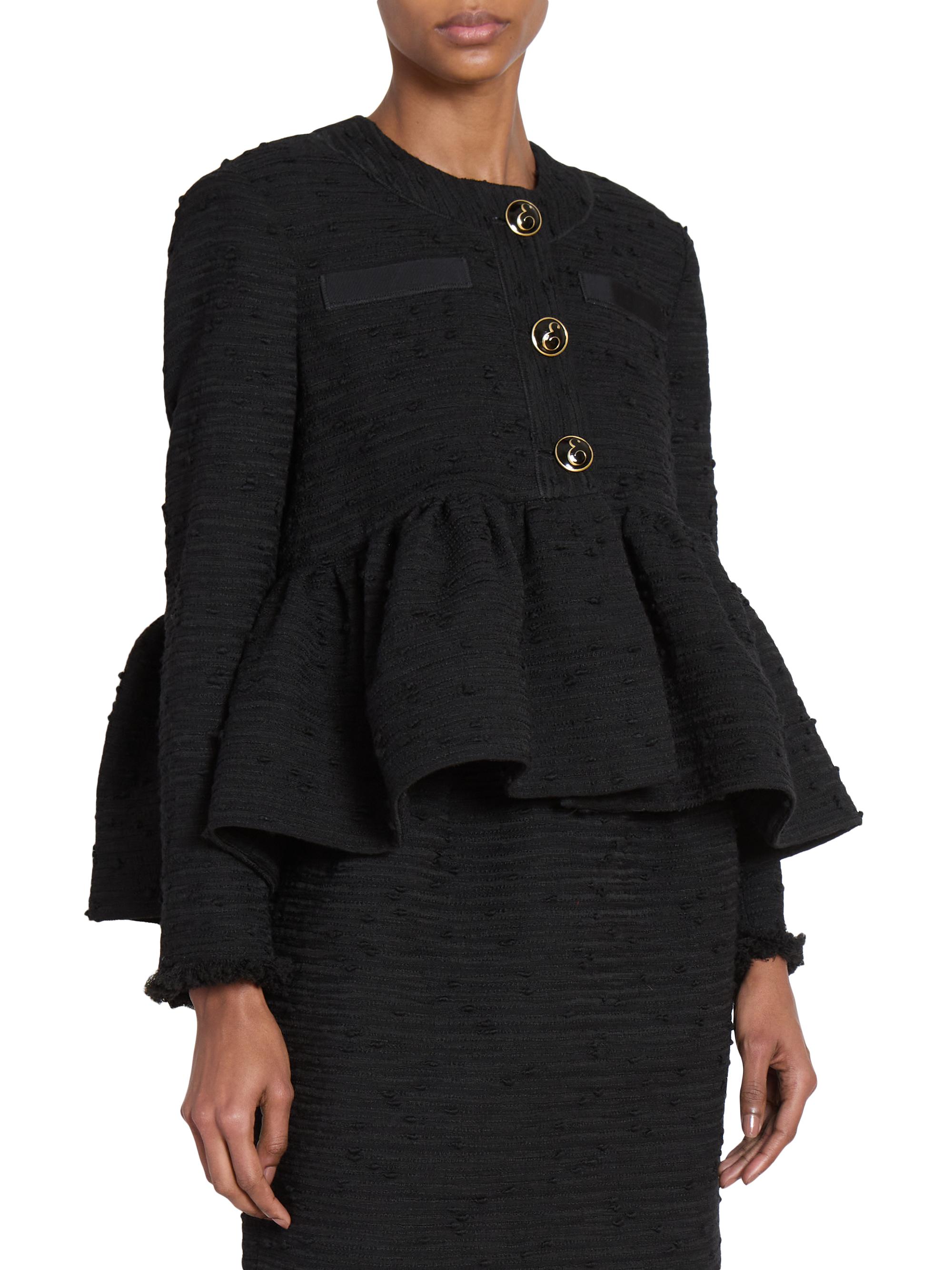 Erdem Tweed Crop Peplum Jacket | Saks Fifth Avenue