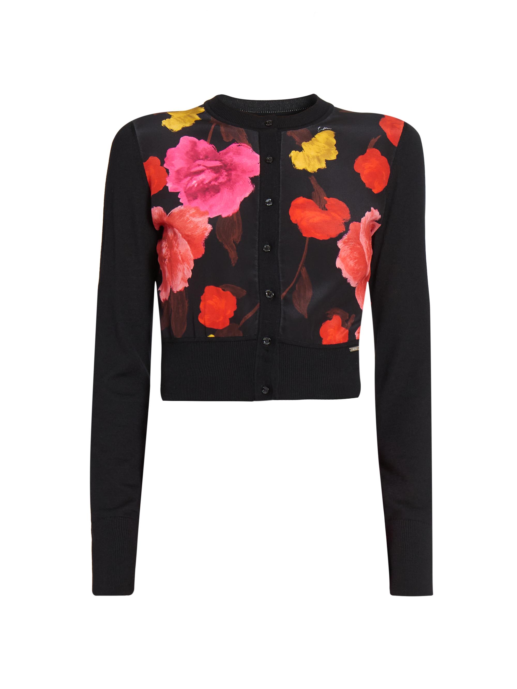 Erdem Women's Floral Wool-Silk Cardigan - Black Violette Bloom