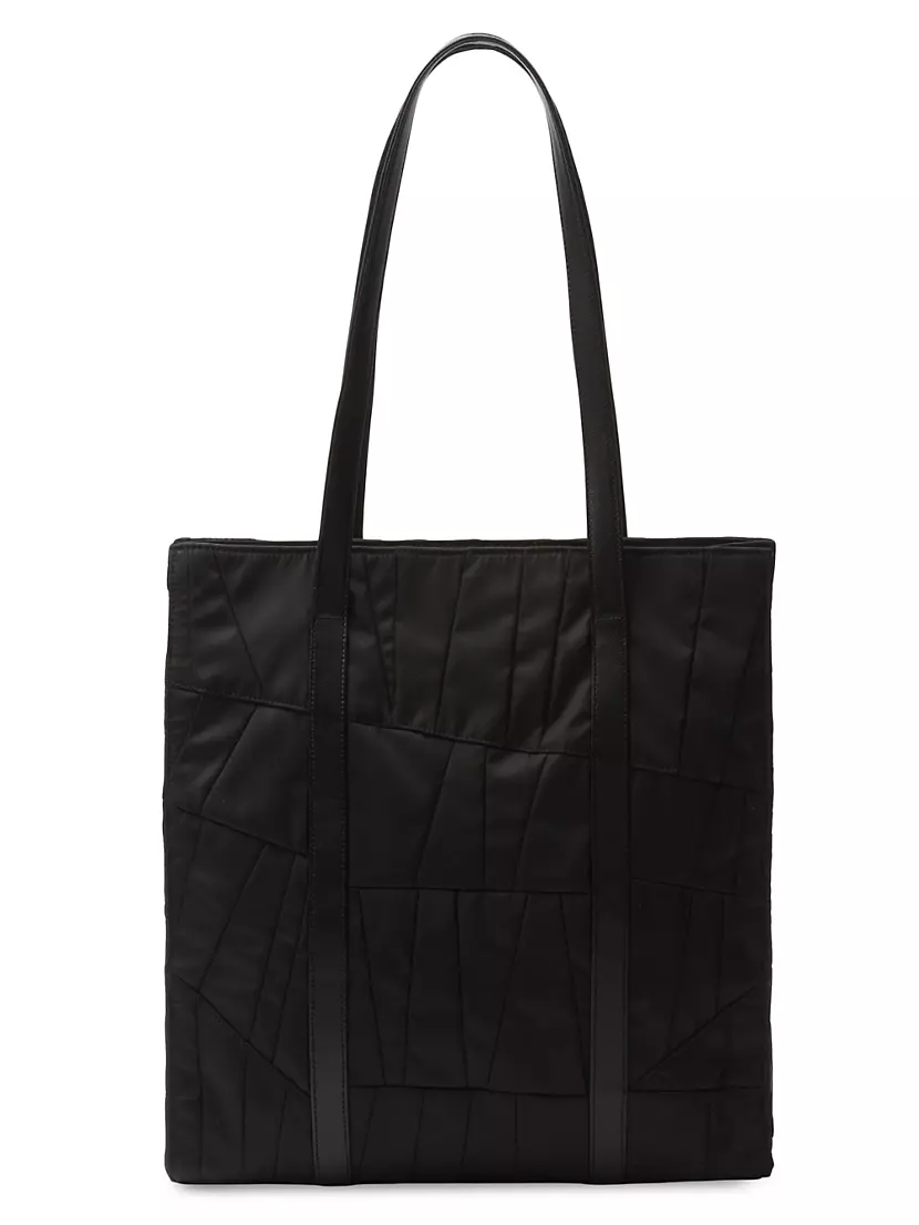 Medium Re-Nylon Patchwork Tote Bag with Embroidery