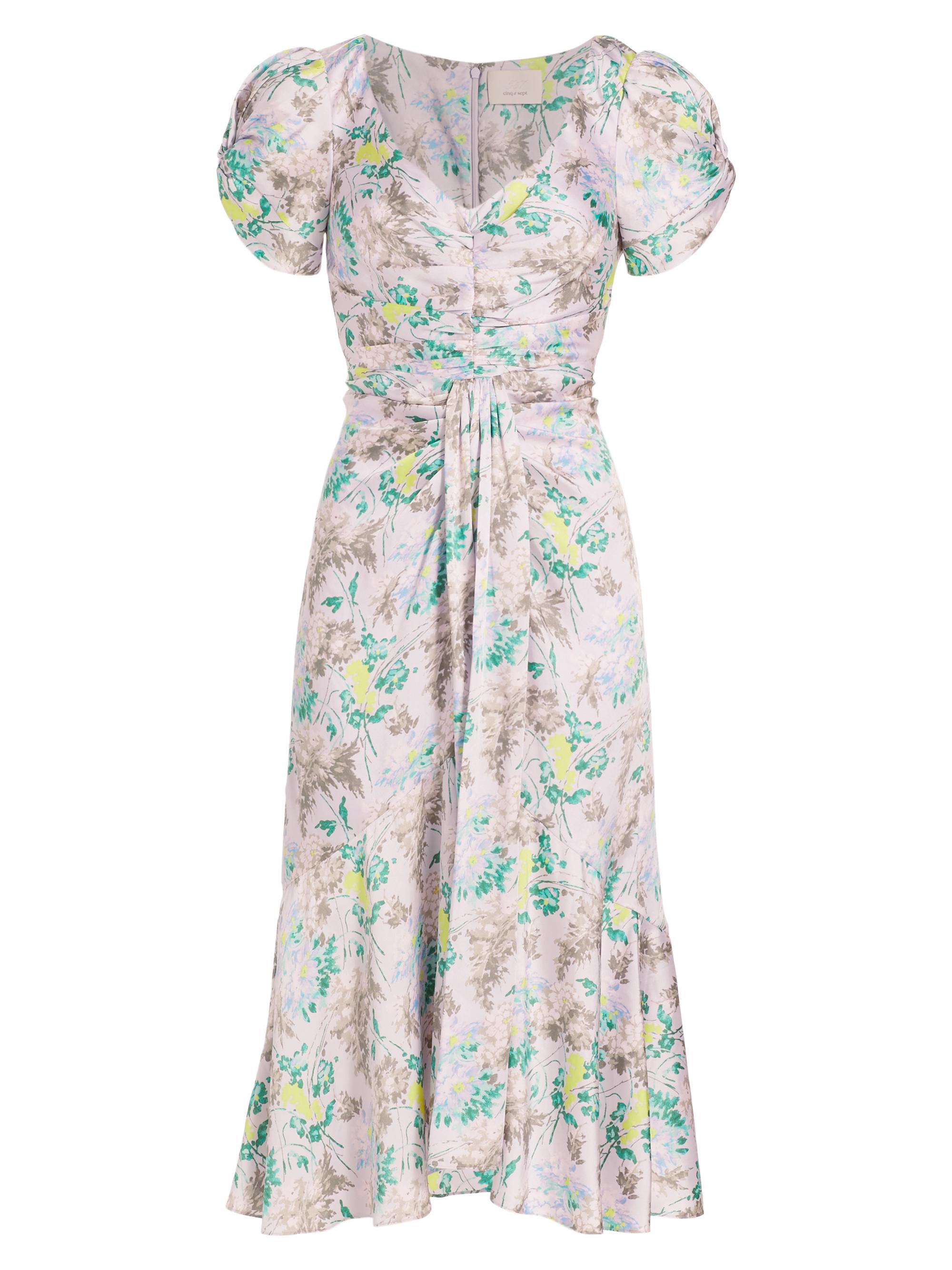 CINQ A SEPT Women's Walker Floral Ruched Midi-Dress - Pastel Multi