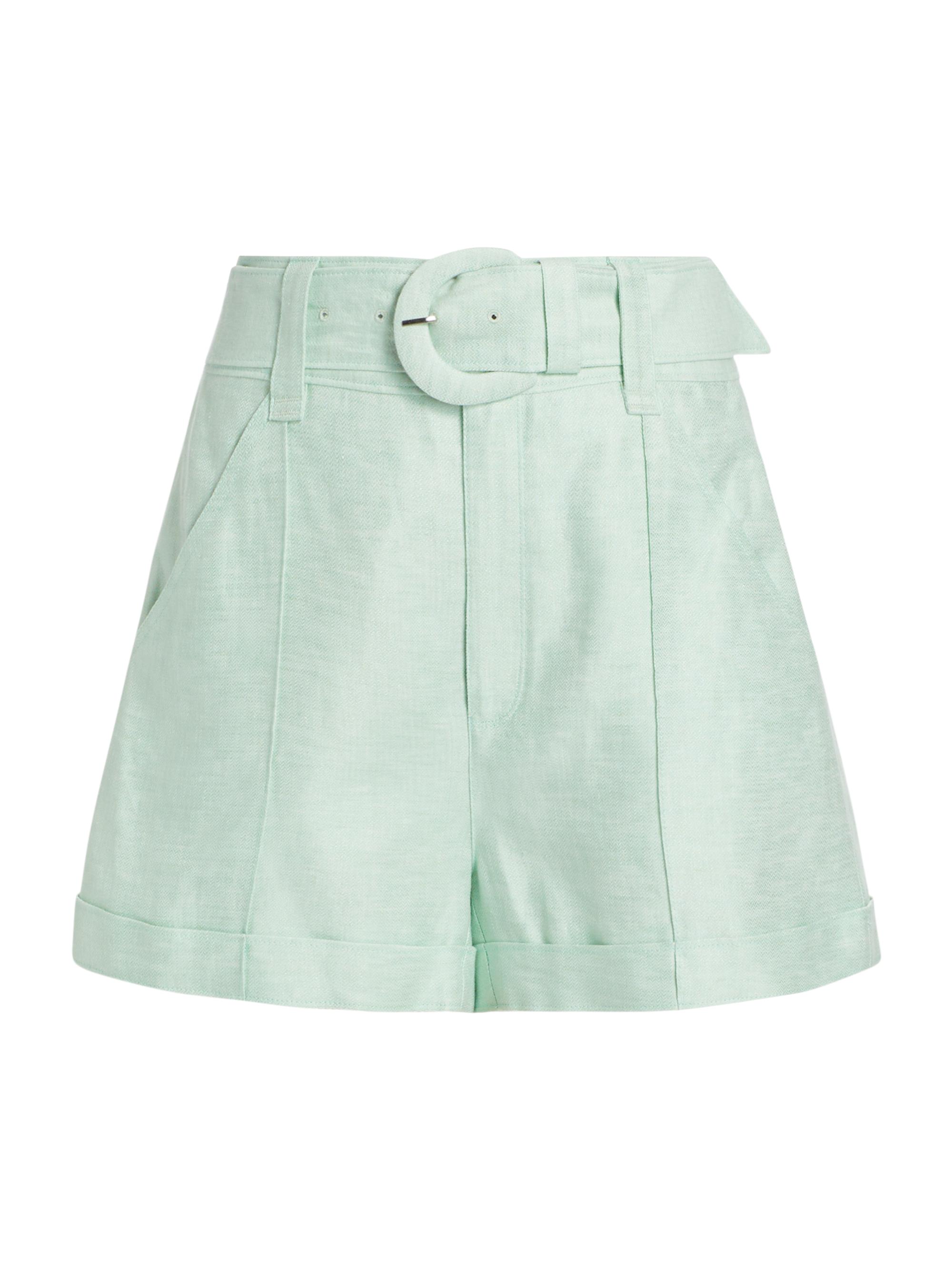 CINQ A SEPT Women's Aldi Linen-Cotton Tie-Waist Shorts - Minty Delight