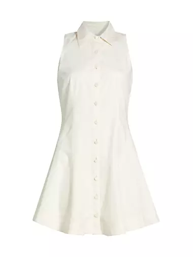 Poppy Stretch-Cotton Seamed Mini-Shirtdress