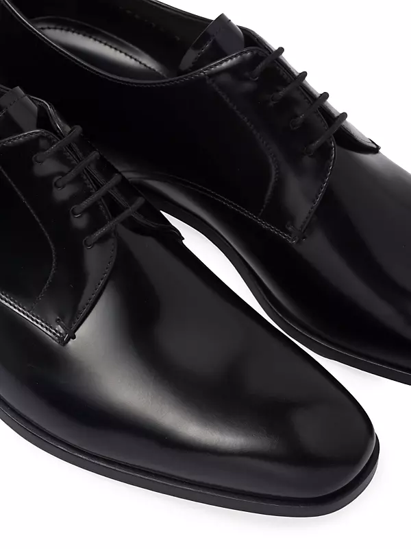 Shop Prada Brushed Leather Derby Shoes | Saks Fifth Avenue