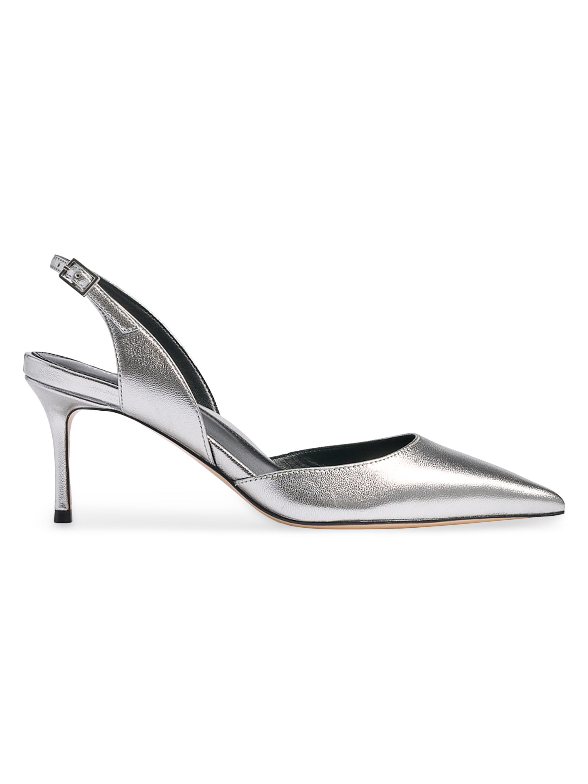 Marion Parke Women's Classic 70MM Slingback Pumps - Silver