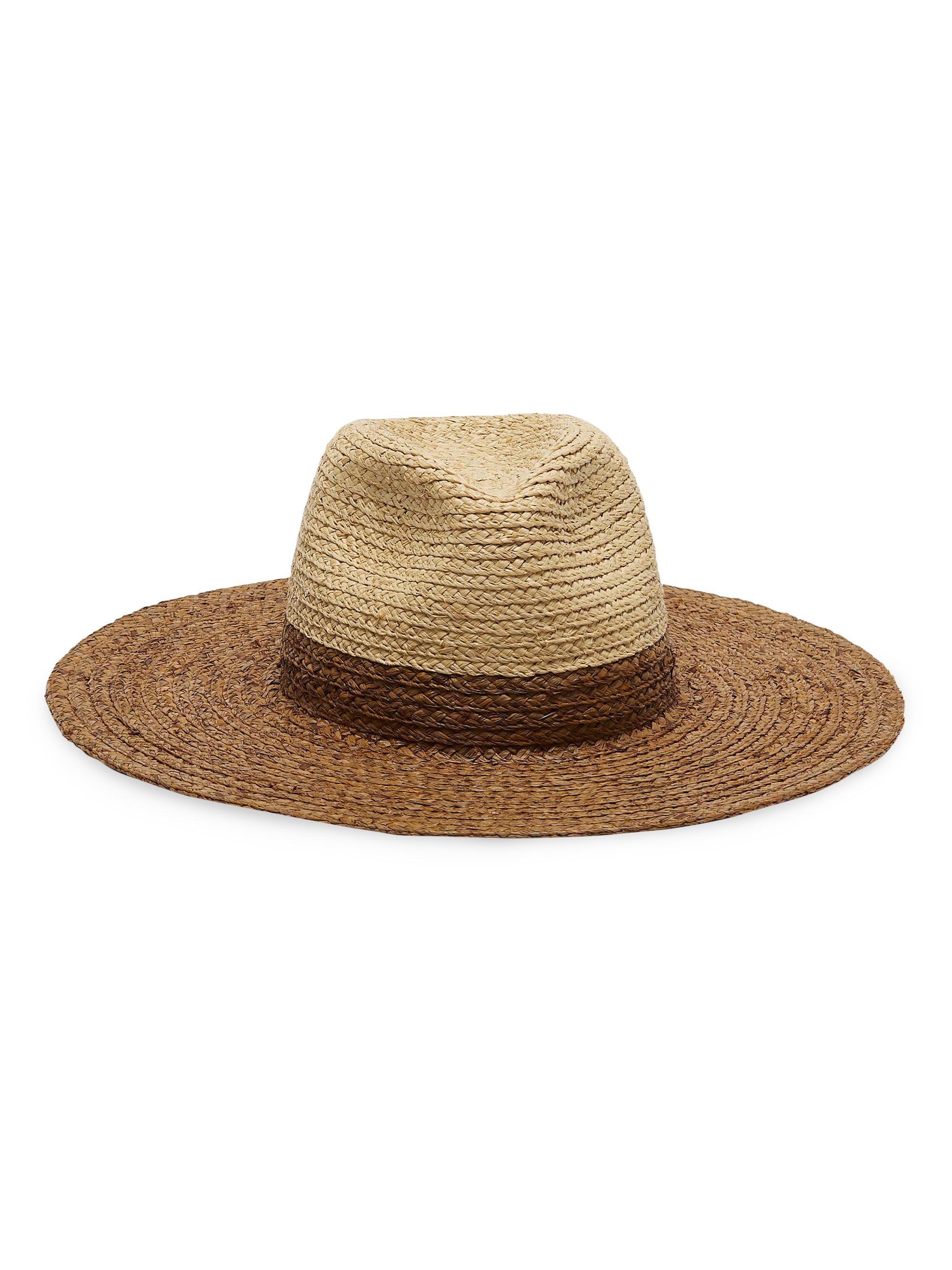 Eugenia Kim Women's Emmanuelle Colorblocked Raffia Packable Fedora - Natural Chocolate