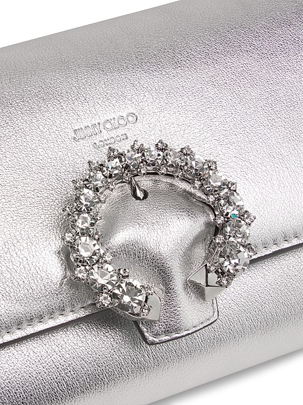Shop Jimmy Choo Crystal-Embellished Metallic Leather Wallet Shop Jimmy Choo Crystal-Embellished Metallic Leather Wallet
