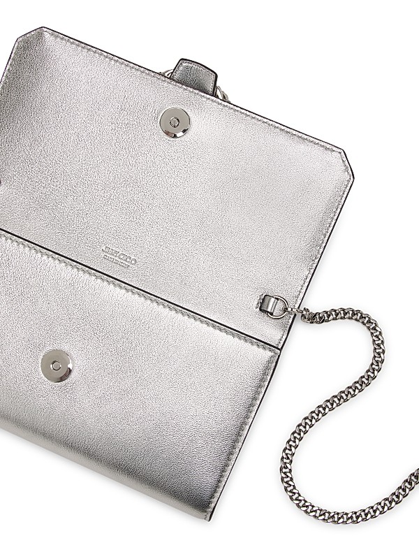 Shop Jimmy Choo Crystal-Embellished Metallic Leather Wallet Shop Jimmy Choo Crystal-Embellished Metallic Leather Wallet