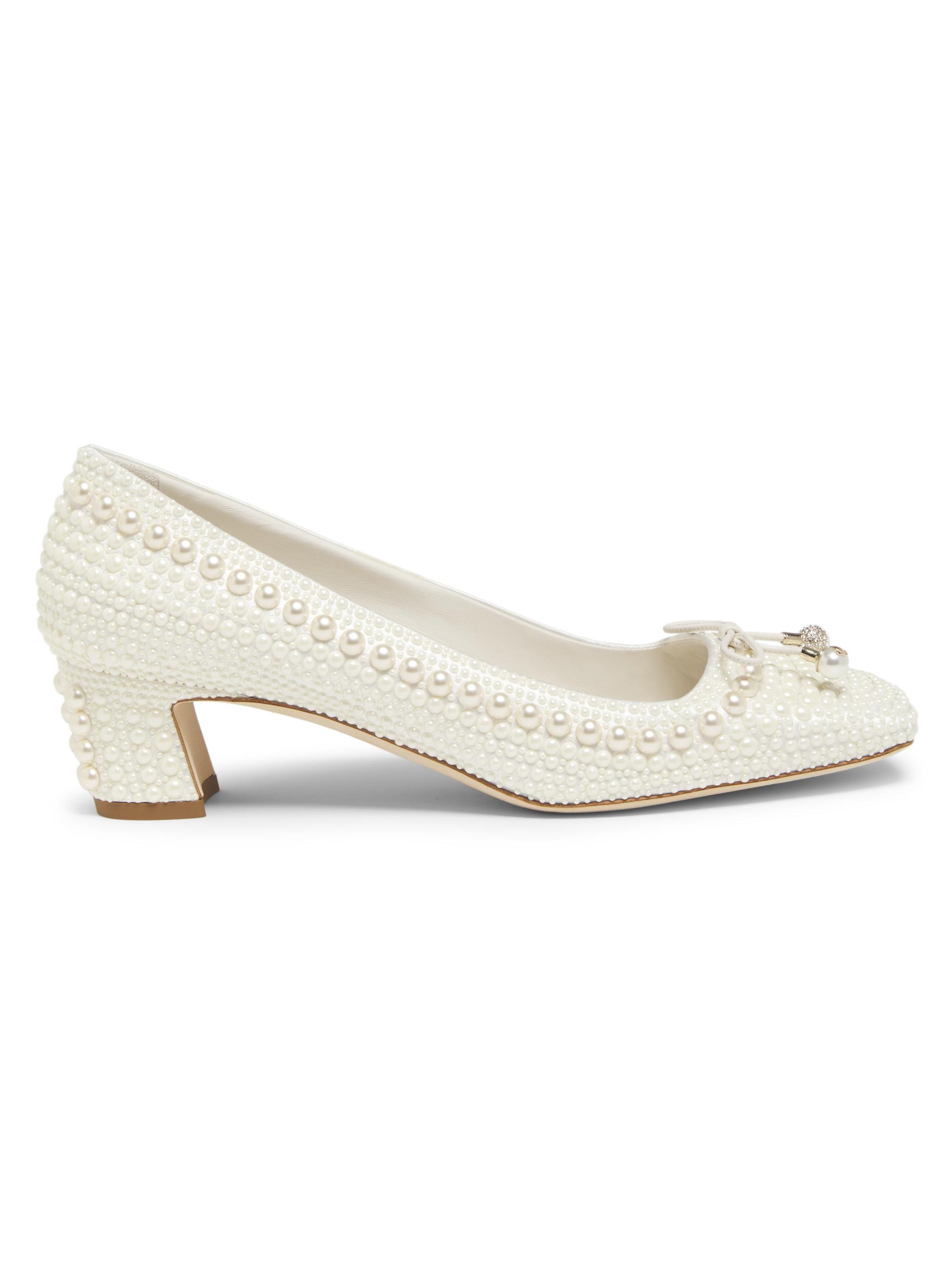 Jimmy Choo Elme 45MM Pearl-Embellished Satin Pumps | Saks Fifth Avenue