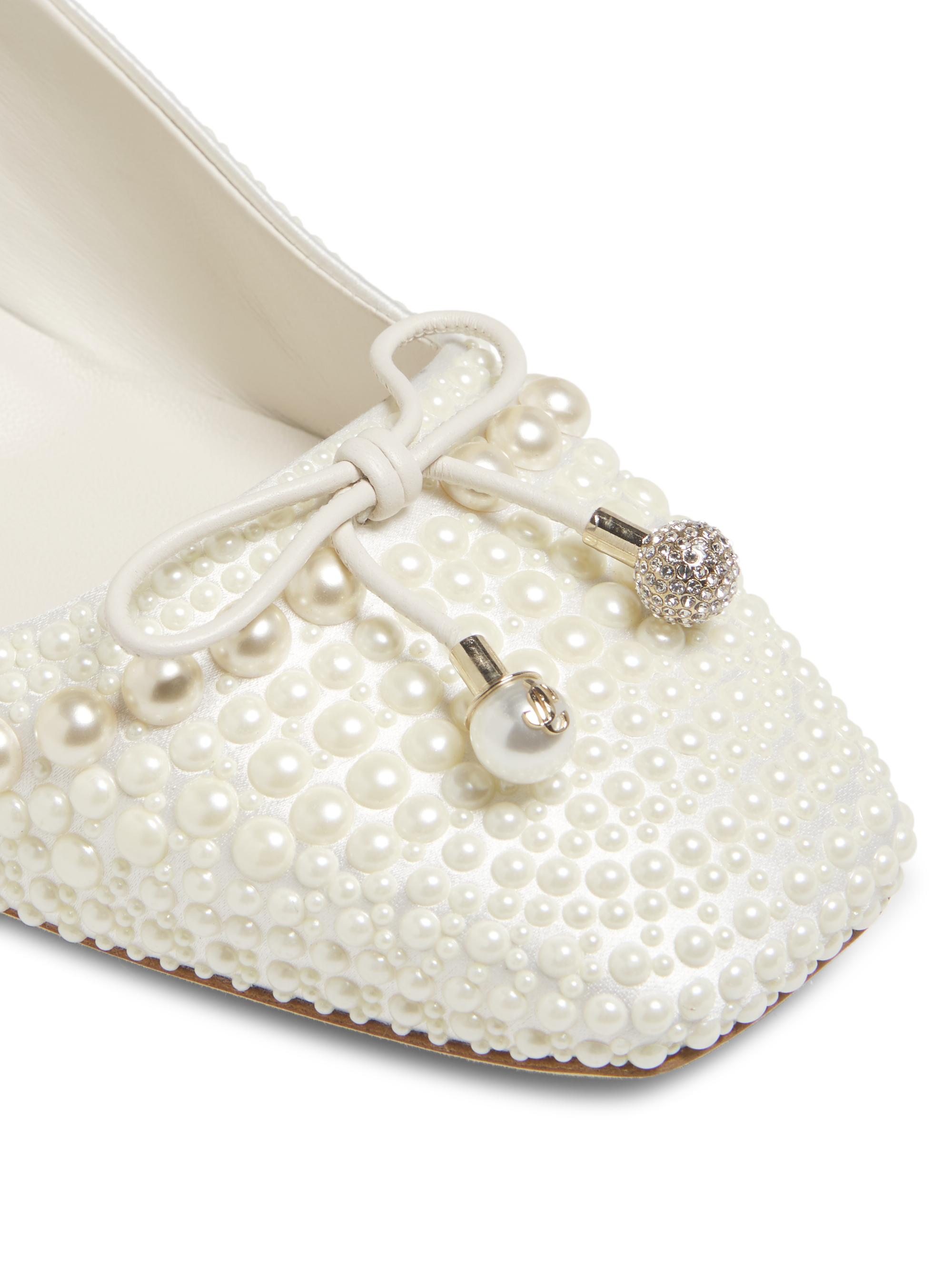 Jimmy Choo Elme 45MM Pearl-Embellished Satin Pumps | Saks Fifth Avenue