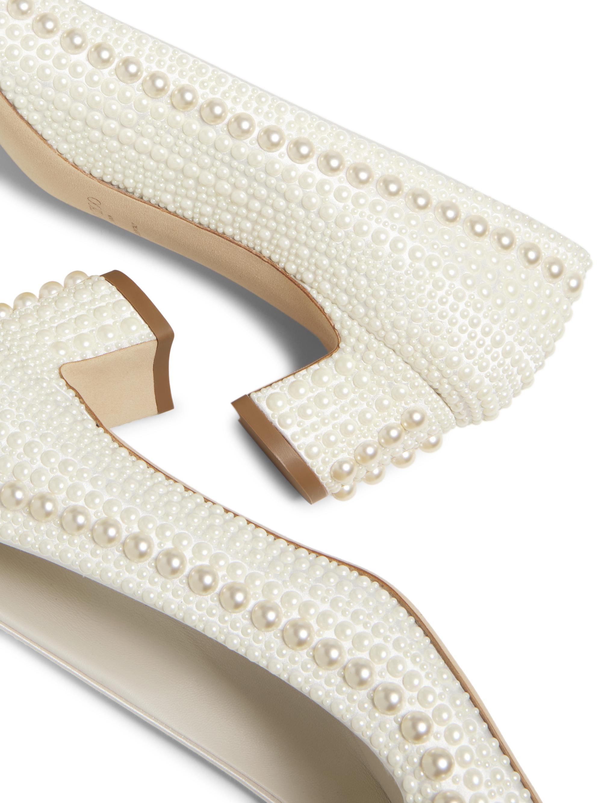 Jimmy Choo Elme 45MM Pearl-Embellished Satin Pumps | Saks Fifth Avenue