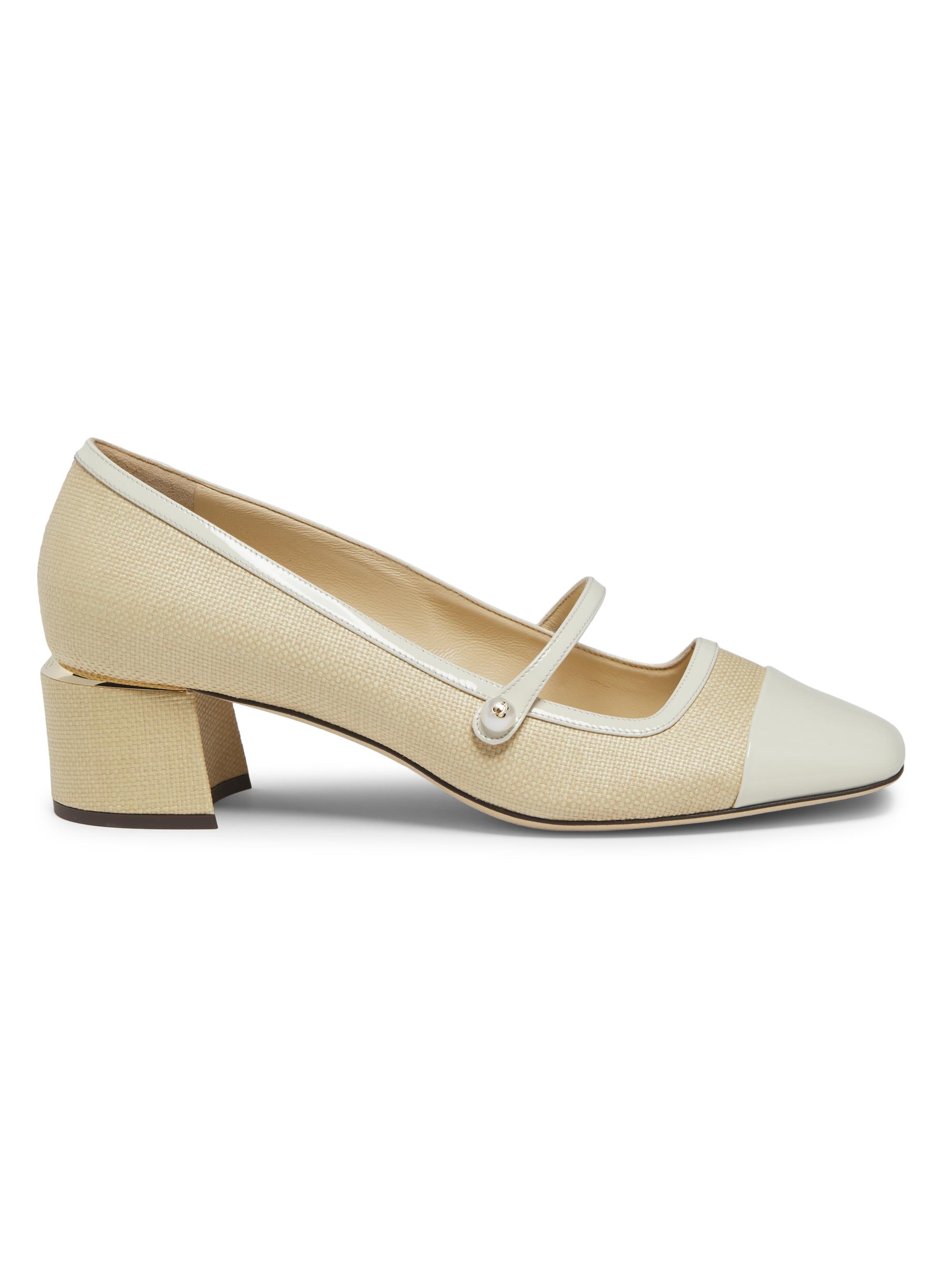Jimmy Choo Women's Elisa 45MM Pearl-Embellished Raffia Pumps - Latte Natural