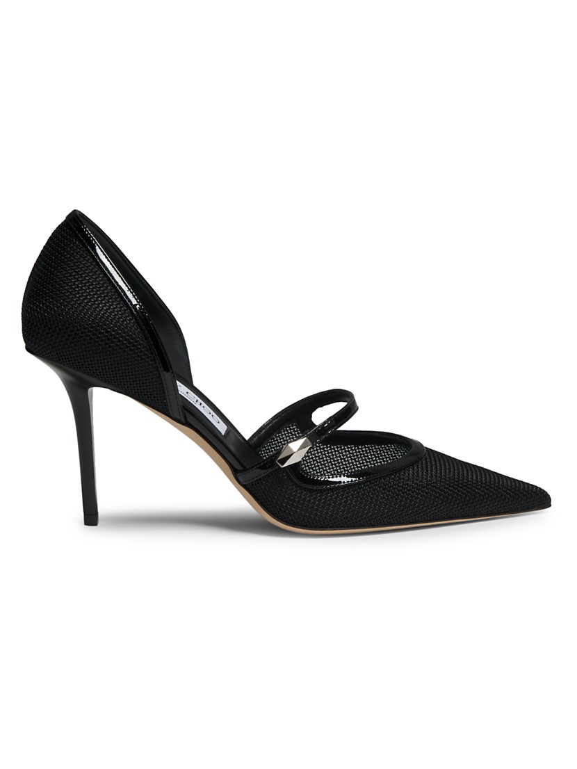 Shop Jimmy Choo Carolyn 90MM Mesh & Patent Leather Pumps Shop Jimmy Choo Carolyn 90MM Mesh & Patent Leather Pumps