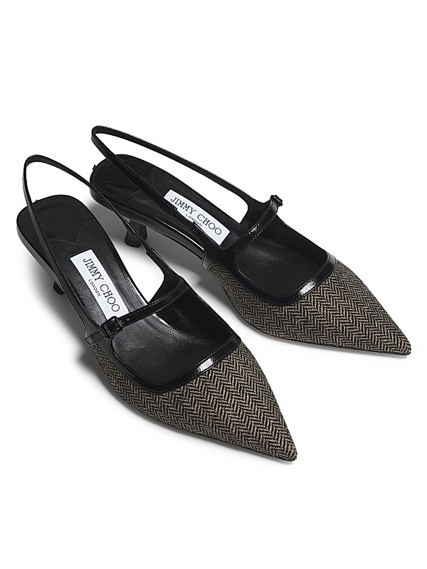 Shop Jimmy Choo Didi 45MM Herringbone Slingback Pumps | Saks Shop Jimmy Choo Didi 45MM Herringbone Slingback Pumps | Saks