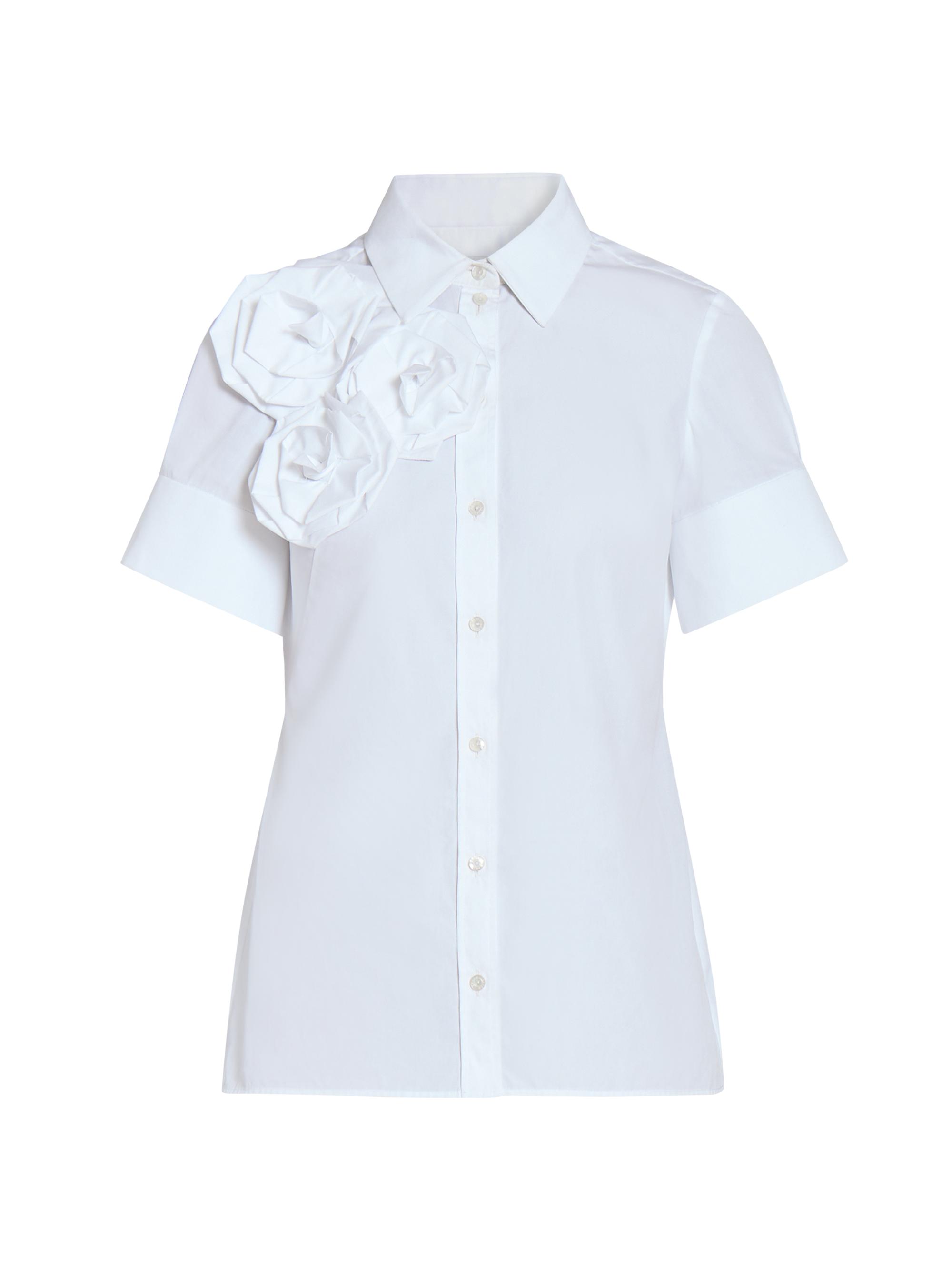 Erdem Women's Gathered Cotton Shirt - Optic White