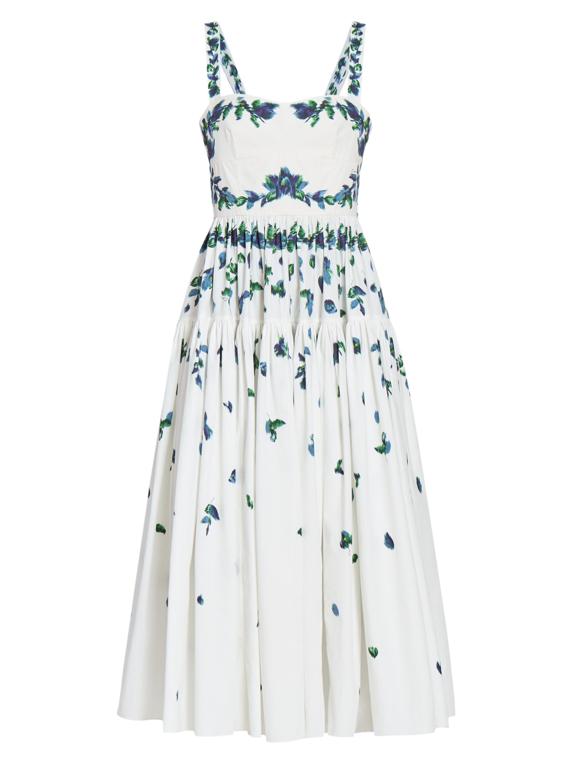 Erdem Women's Tie-Strap Cotton Midi-Dress - White Multi