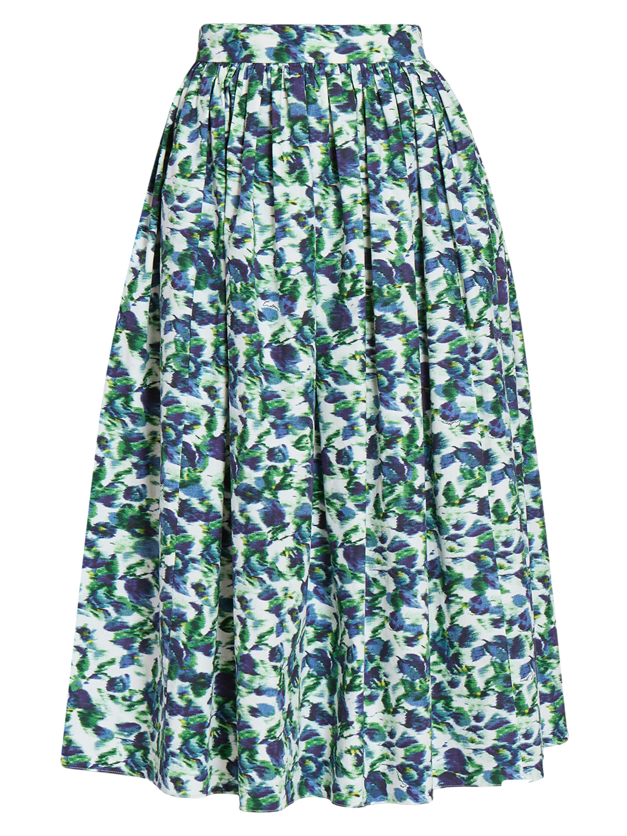 Erdem Women's Floral Cotton Midi-Skirt - White Multi