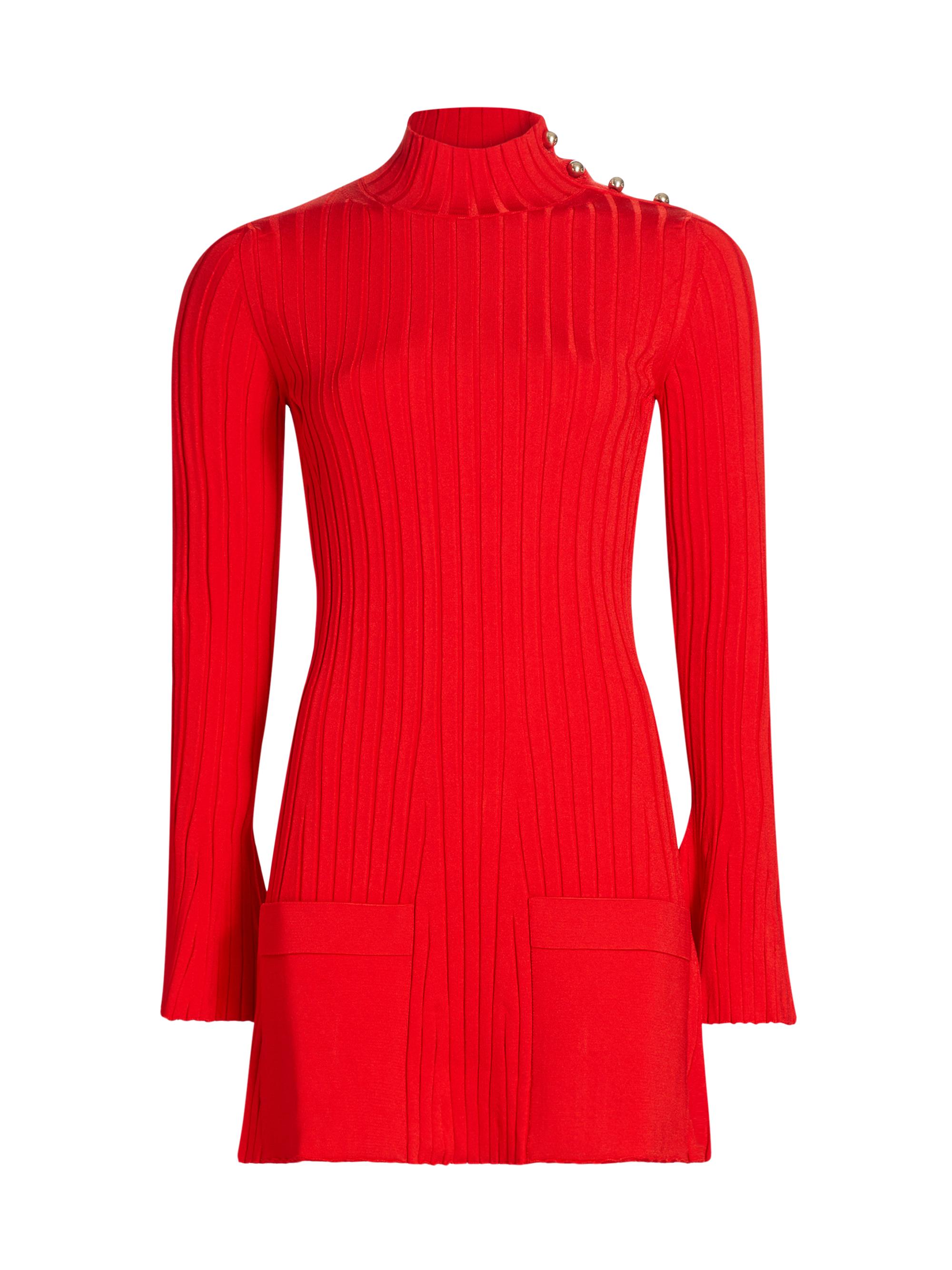 Stella McCartney Women's Rib-Knit Pocket Minidress - Lipstick Red