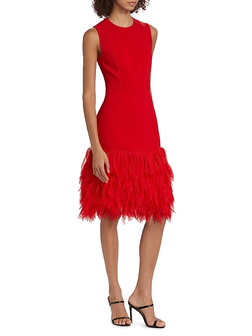Shop Stella McCartney Faux Feather-Trimmed Sleeveless Midi Shop Stella McCartney Faux Feather-Trimmed Sleeveless Midi