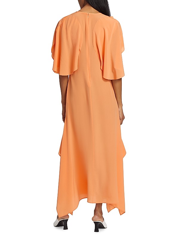 Shop Stella McCartney Silk Rounded-Sleeve Midi-Dress | Saks Shop Stella McCartney Silk Rounded-Sleeve Midi-Dress | Saks