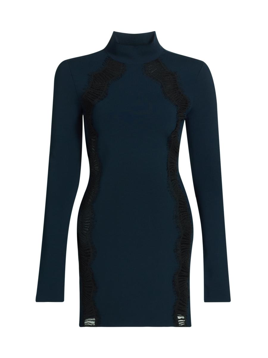 STELLA McCARTNEY 黒ニットワンピース 38 Stella McCartney Lace-Panel Long-Sleeve Minidress | Saks