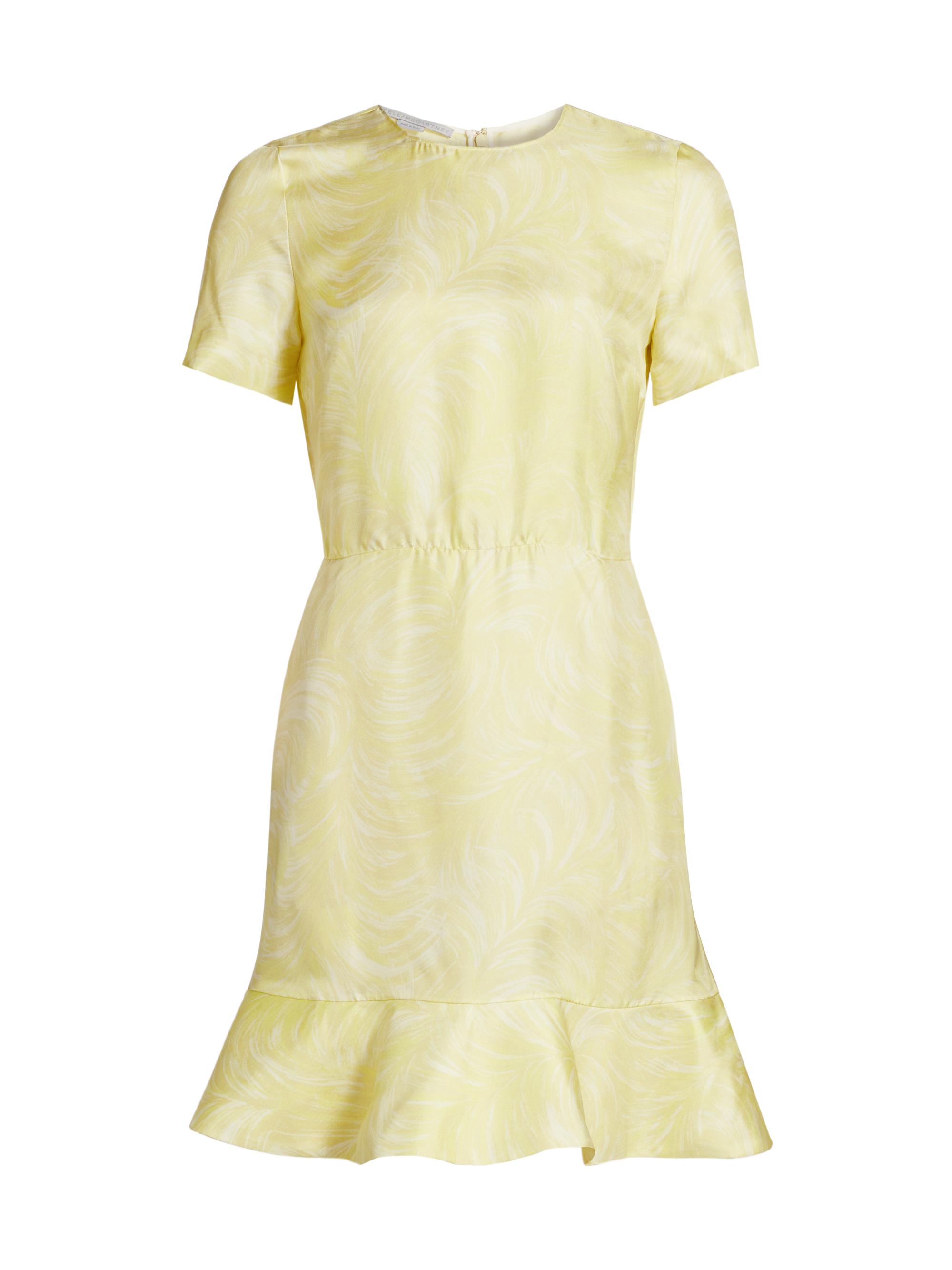 Stella McCartney Women's Feather Silk Flounce Minidress - Lime