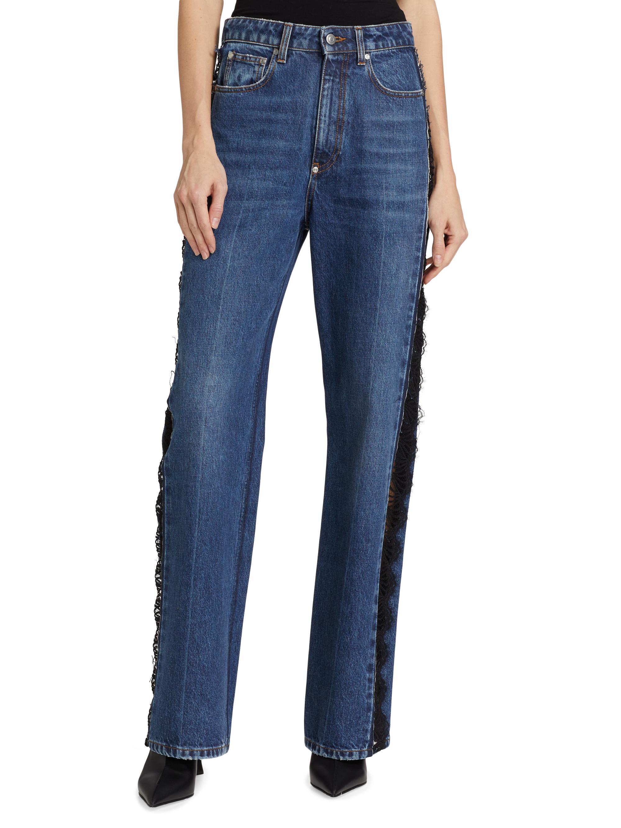 Stella McCartney Lace-Detailed Rigid Straight Jeans | Saks Fifth