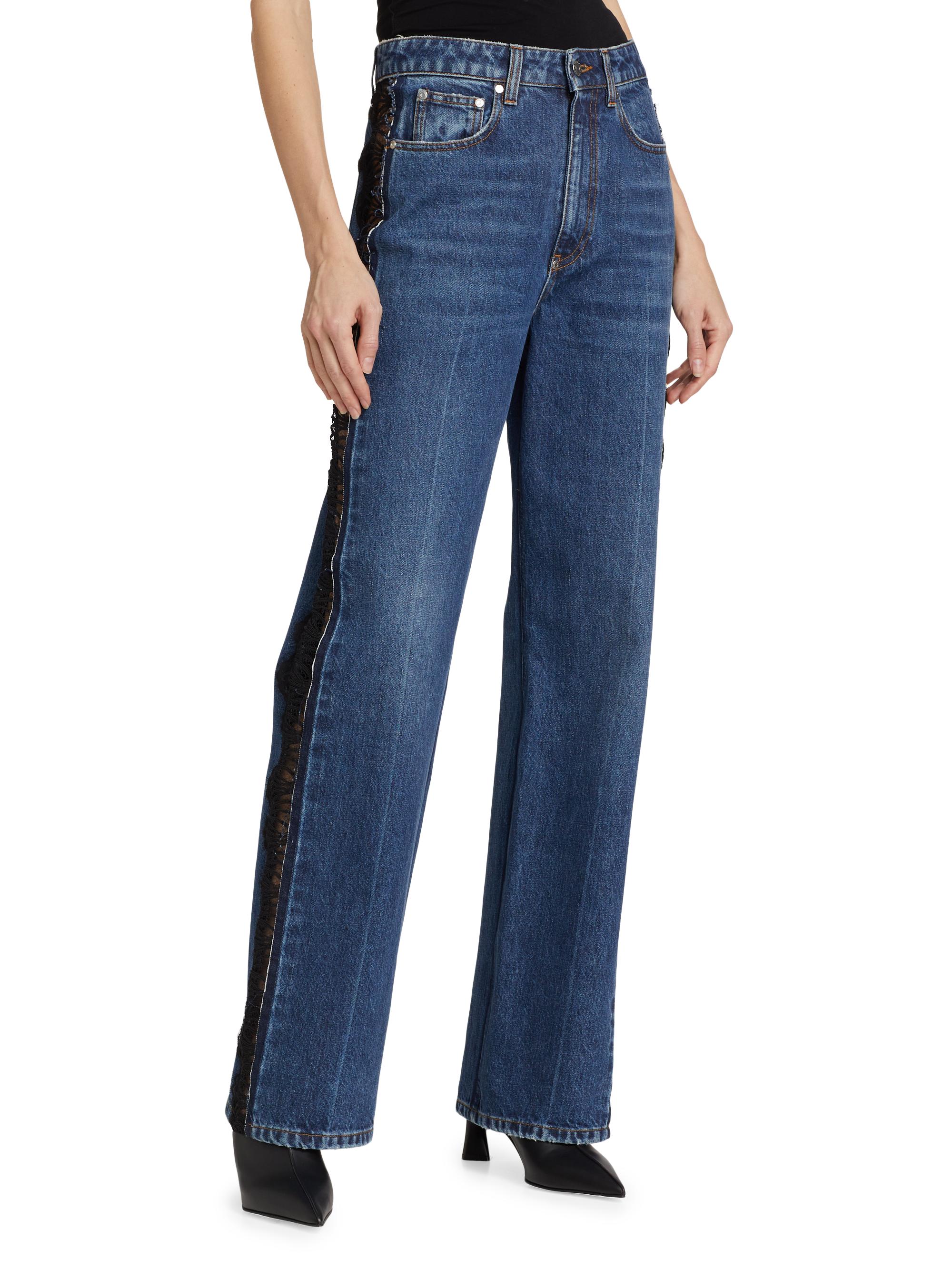 Stella McCartney Lace-Detailed Rigid Straight Jeans | Saks Fifth
