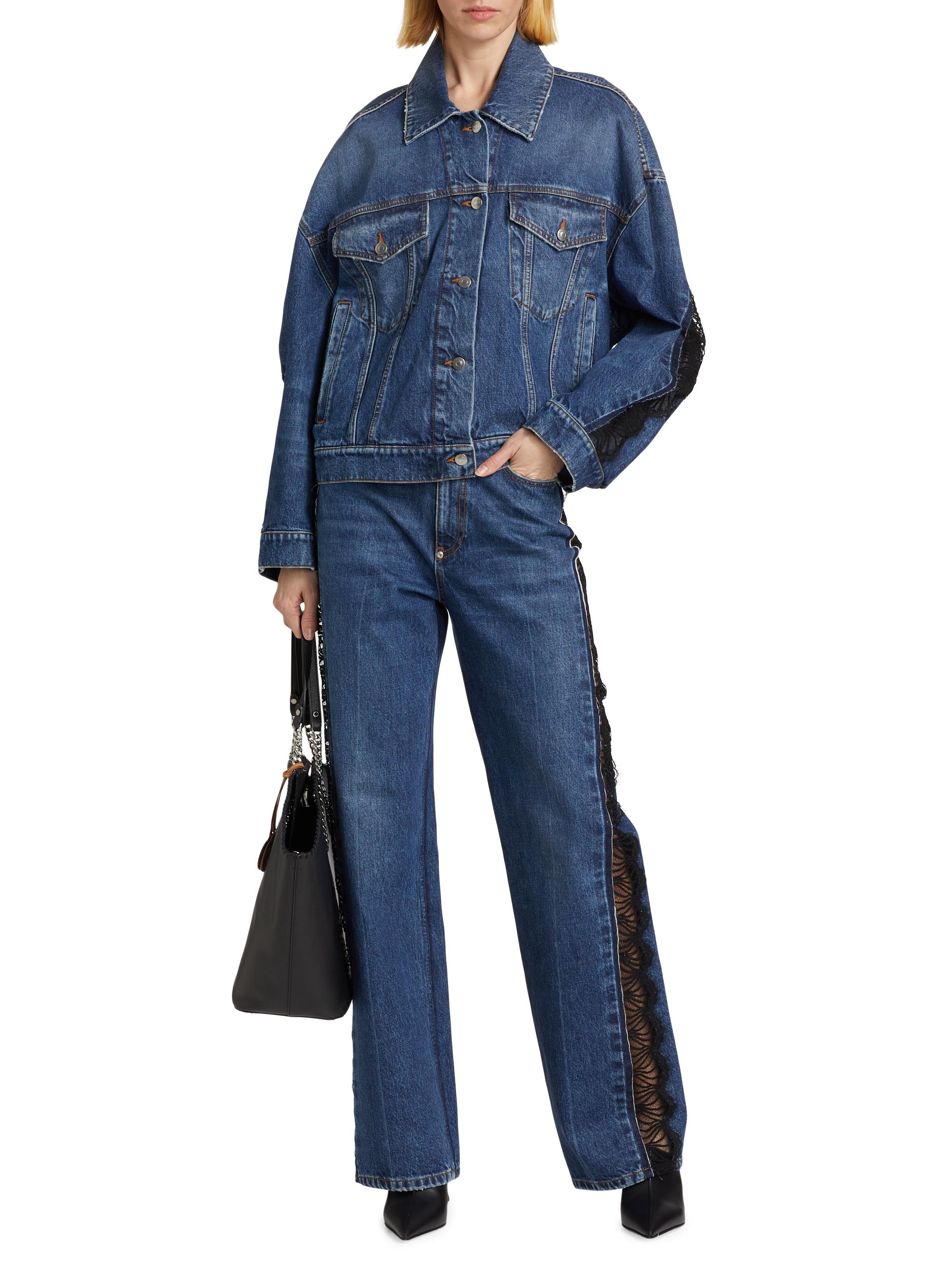 Stella McCartney Lace-Detailed Rigid Straight Jeans | Saks Fifth